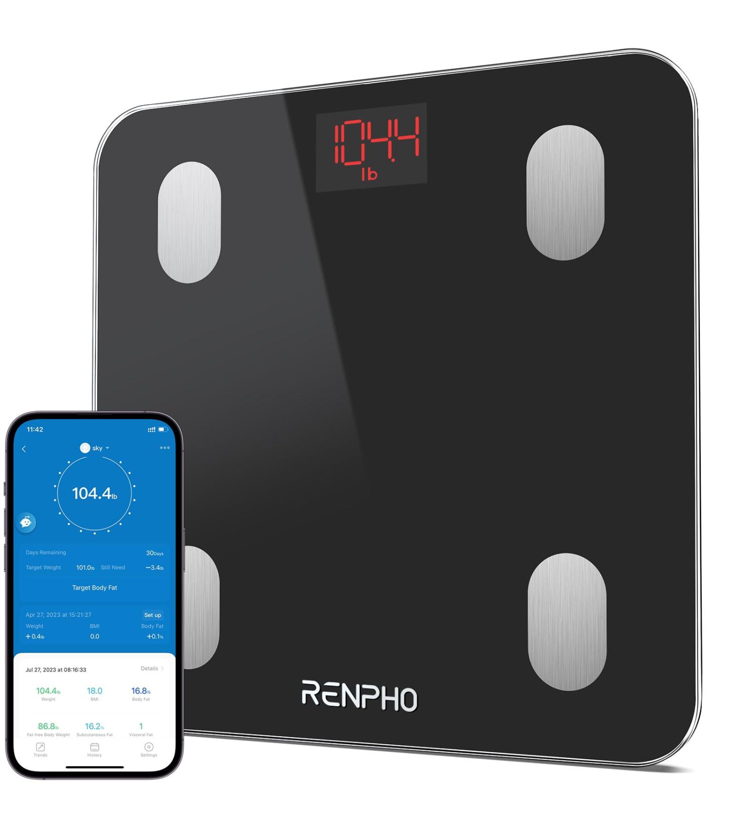 Buy Renpho Bluetooth Body Fat Scale - Smart Digital Scale with App for Muscle Mass BMI & More - International Shipping Available - Buy Online on GoSupps.com