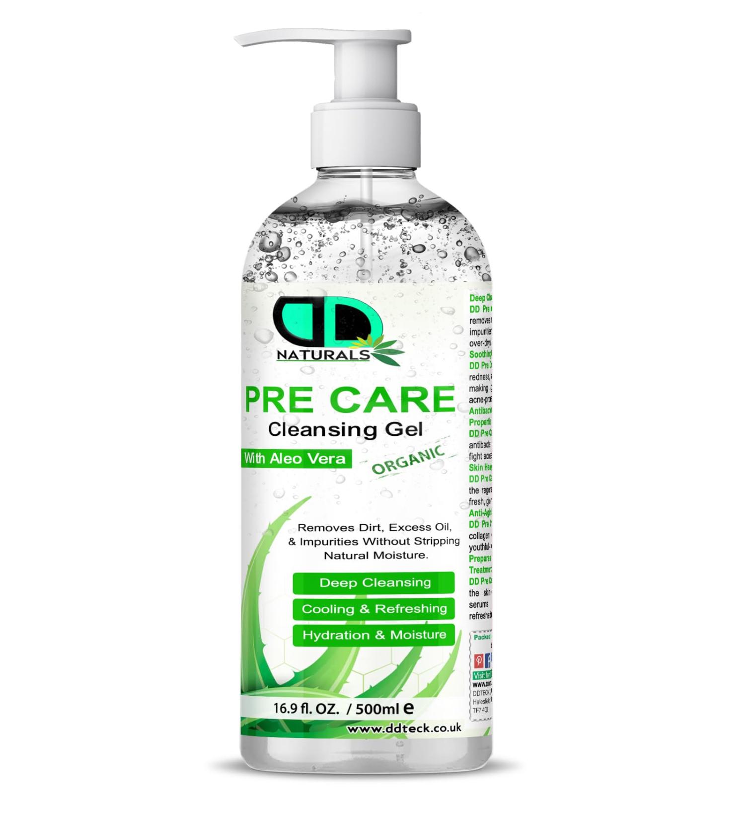 DD teck Pre-Care Cleansing Gel - Daily Cleanser for Dry & Sensitive Skin - Gentle Face Wash - Removes Excess Oil Soft Skin - Moisturizing Soothing Anti-Acne & Cleansing