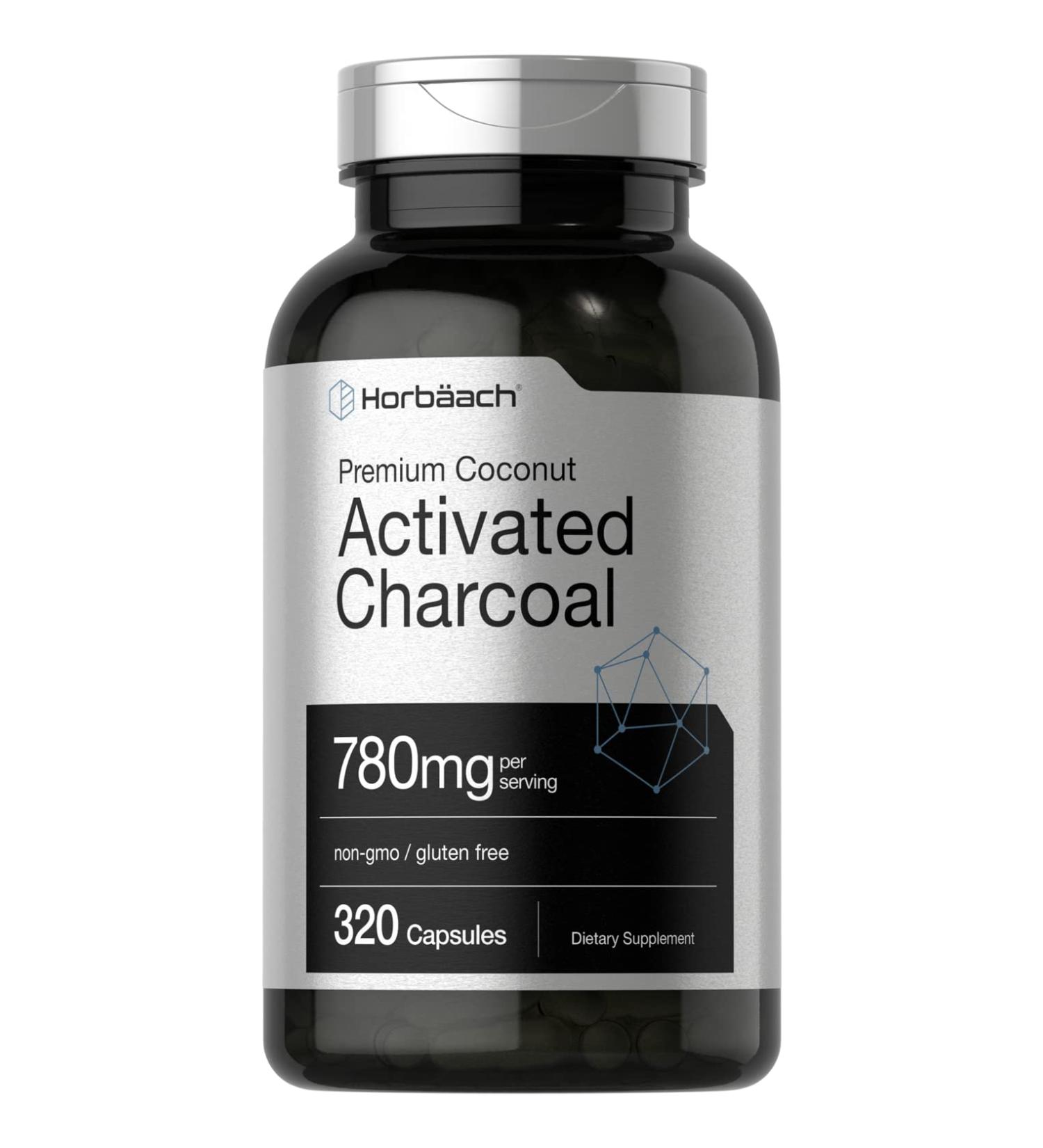 Activated Charcoal Pills 780mg | 320 Capsules | Coconut Shell Charcoal | Non-GMO, Gluten Free | Horbaach - Buy Online on GoSupps.com