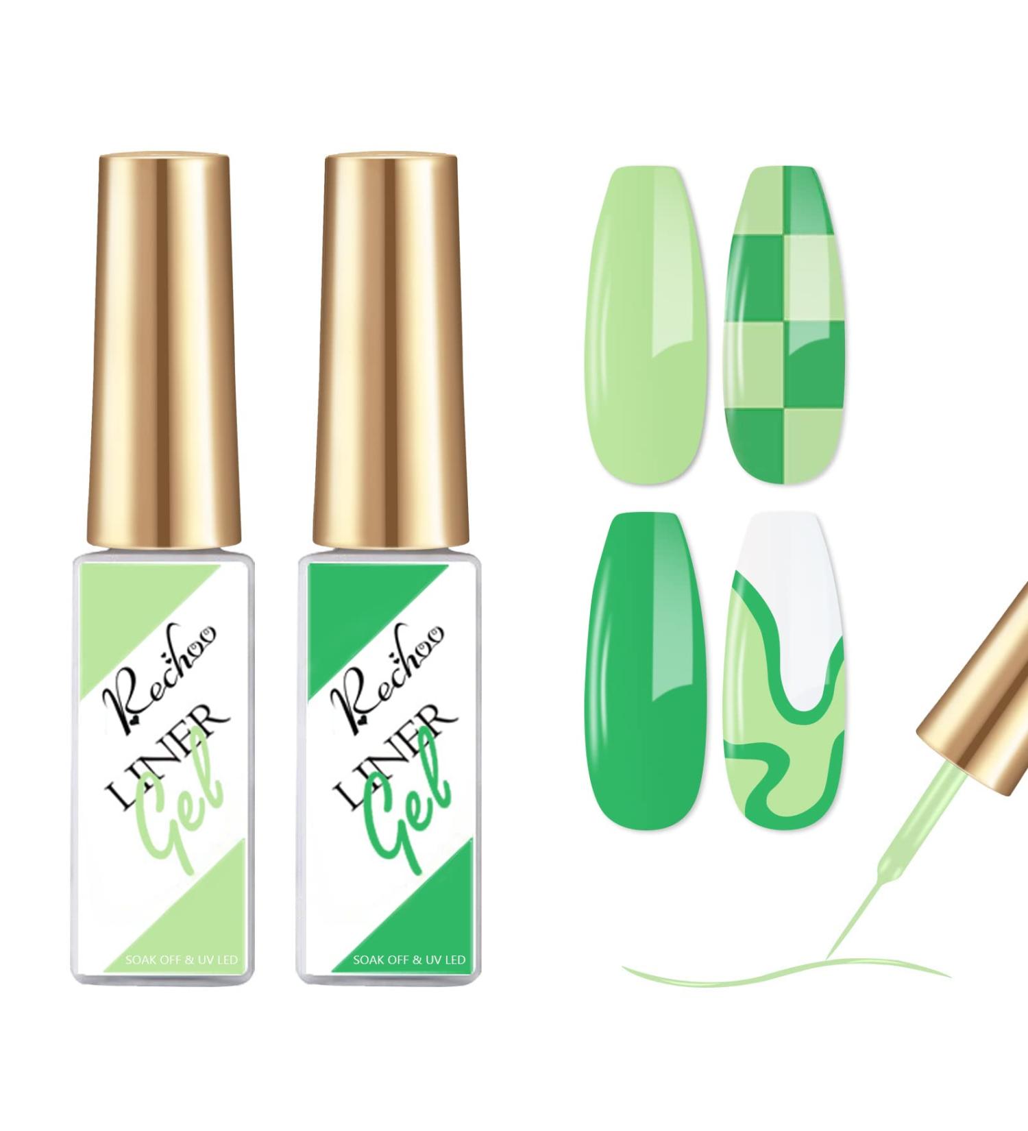 RECHOO 2PCS Gel Liner Nail Art - 8ml Green Fineliner Schellack Gel for Nail Drawing UV Nail Polish & Painting Gel for Creative Nail Designs - Buy Online on GoSupps.com