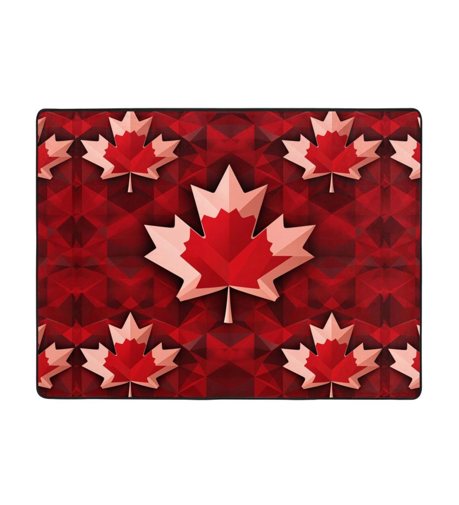 Canada Red Maple Leaf Flannel Non-Slip Floor Mat - 63x48 Inches | Comfortable Lint-Free & Pressure Relieving for Any Occasion - Shop Internationally - Buy Online on GoSupps.com