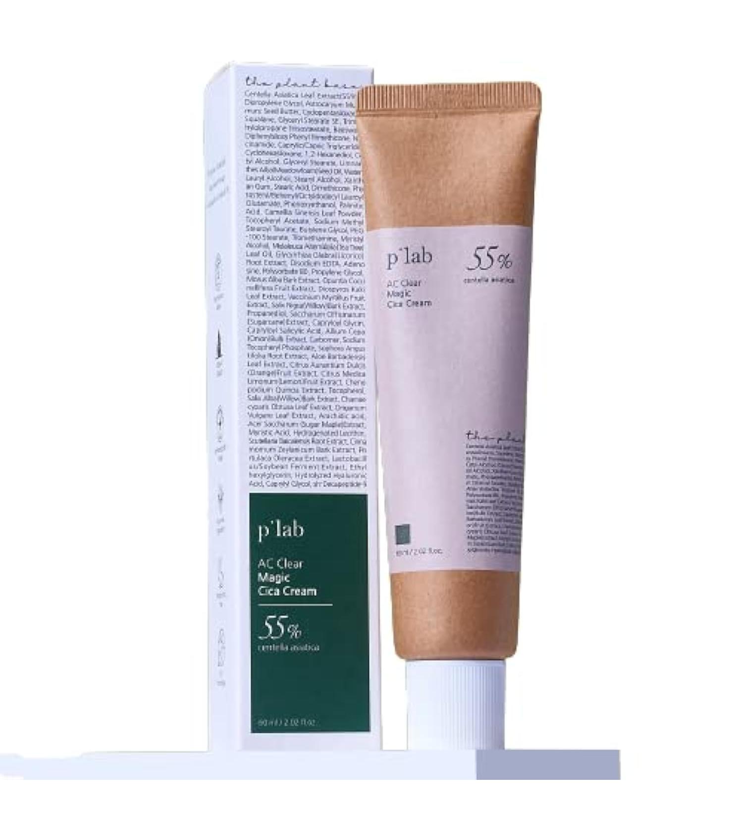 Buy THE PLANT BASE AC Clear Magic Cica Cream 60ml | Korean Skincare with 55% Centella Asiatica | Nourishing Plant Extracts Facial Cream - Buy Online on GoSupps.com