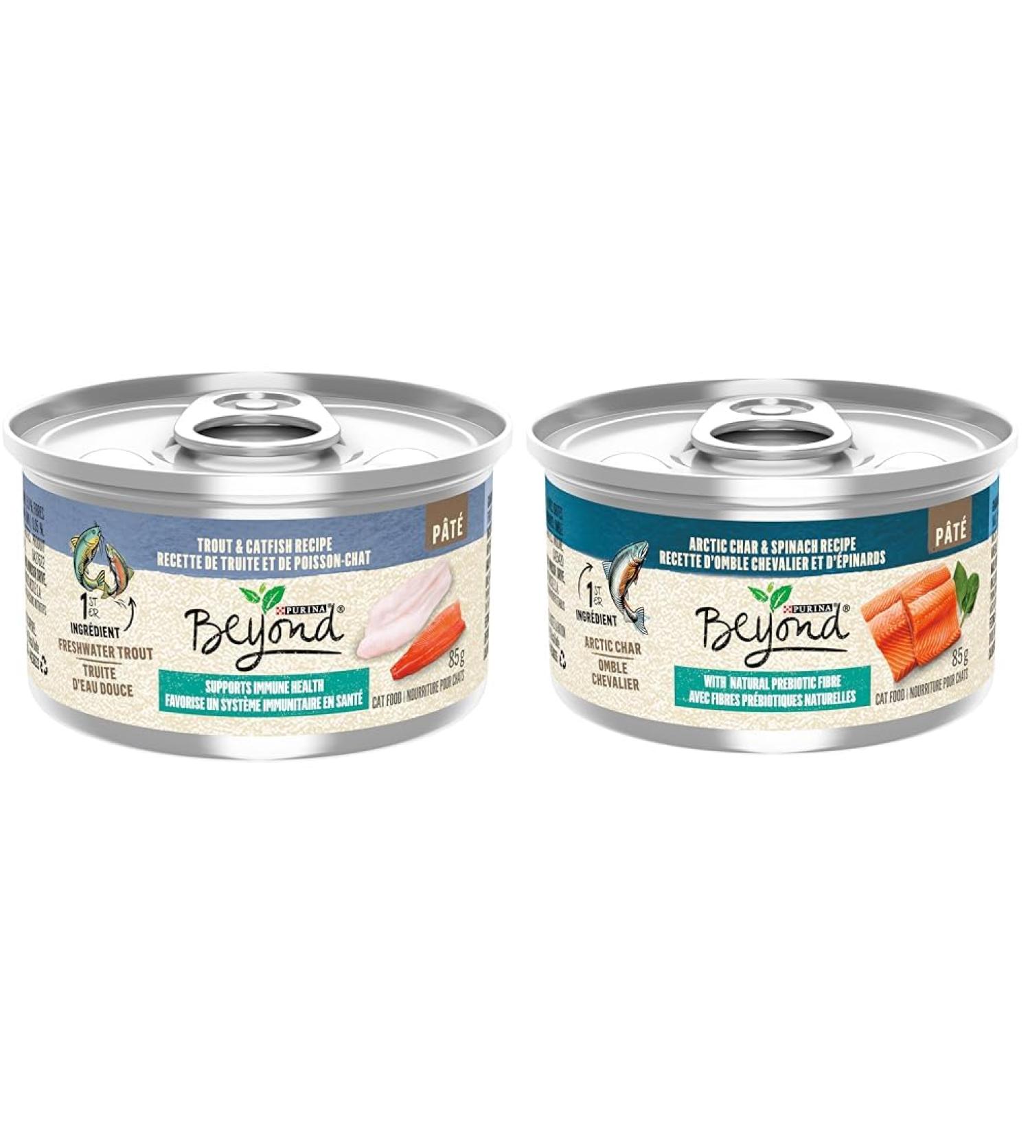 Beyond Wet Cat Food Trout & Catfish Pate - 85 g Can (12 Pack) & Wet Cat Food Arctic Char & Spinach Pate - 85 g Can (12 Pack) Pate + Char & Spinach Pate - Buy Online on GoSupps.com
