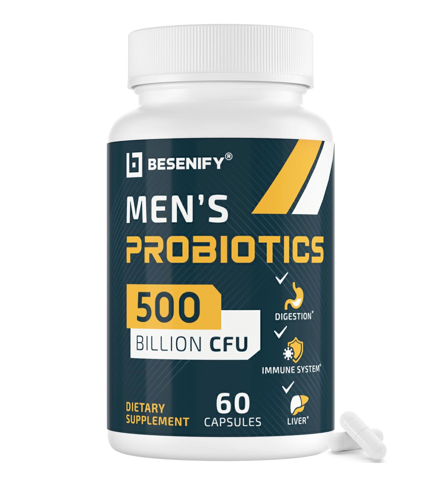 Probiotics for Men 500 Billion CFUs & 12 Strains Men's Probiotic with Turmeric Cranberry Goji - Probiotics for Digestive Health Immune Stomach Bloating & Gut Health for Men 60 Pro Biotics Caps 60 Count (Pack of 1) - Buy Online on GoSupps.com