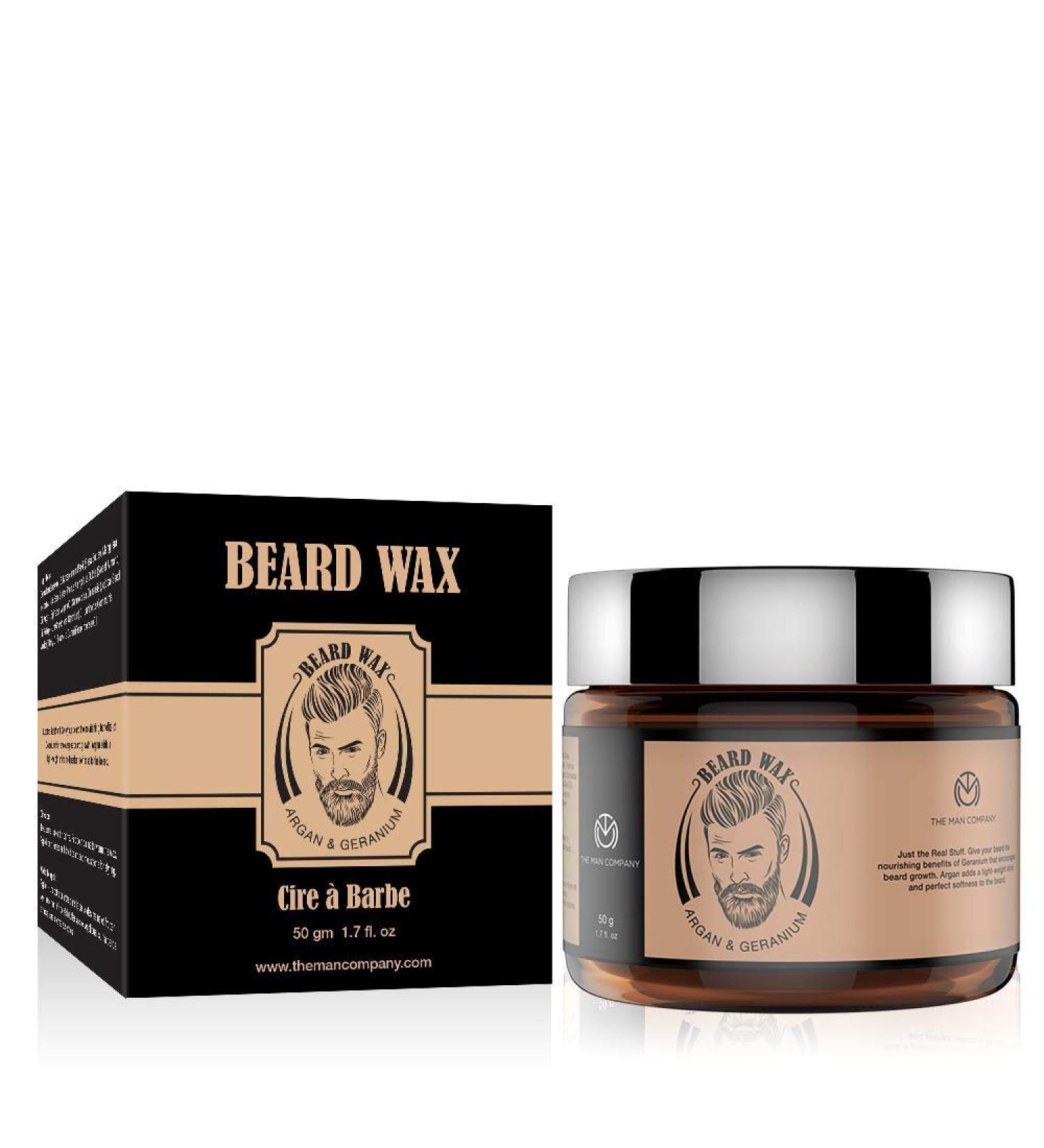 The Man Company Beard Wax for Men - 1.7 oz Natural Beard Styling Balm with Beeswax, Argan Oil, and Geranium - Moisturizing, Frizz Control, Paraben-Free - Buy Online on GoSupps.com