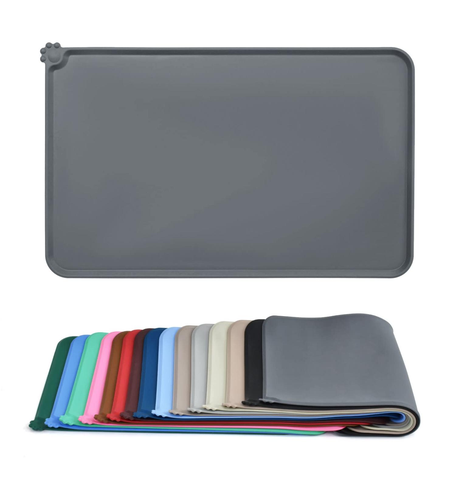 Buy AUDWUD Silicone Waterproof Pet Feeding Mat - Anti-Slip Dog & Cat Bowl Mat 53x38 cm Gray | International Shipping - Buy Online on GoSupps.com