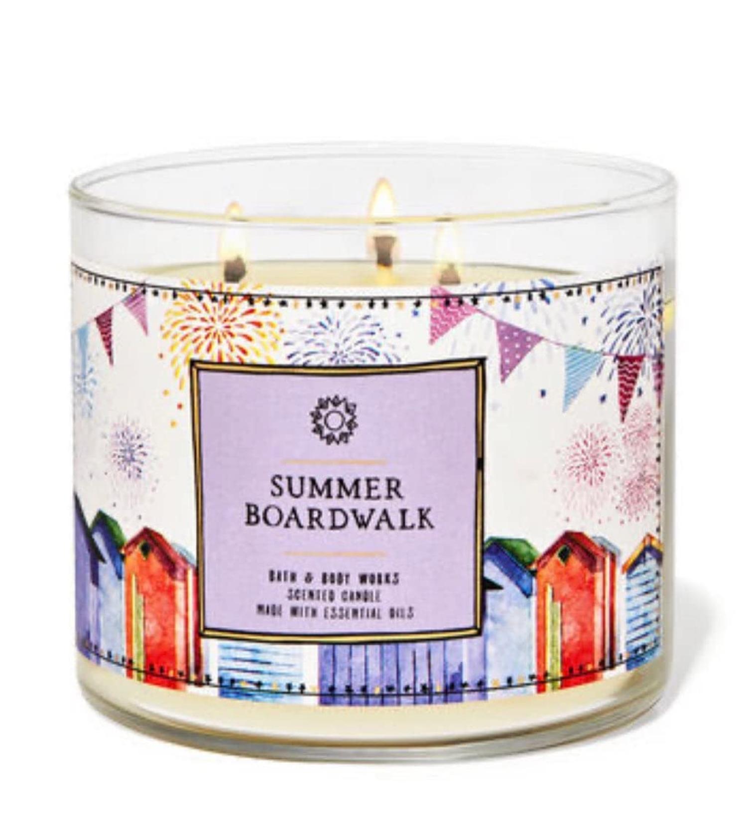 Bath & Body Works White Barn 3-Wick Candle w/Essential Oils - 14.5 oz - 2021 Summer Scents! (Summer Boardwalk)