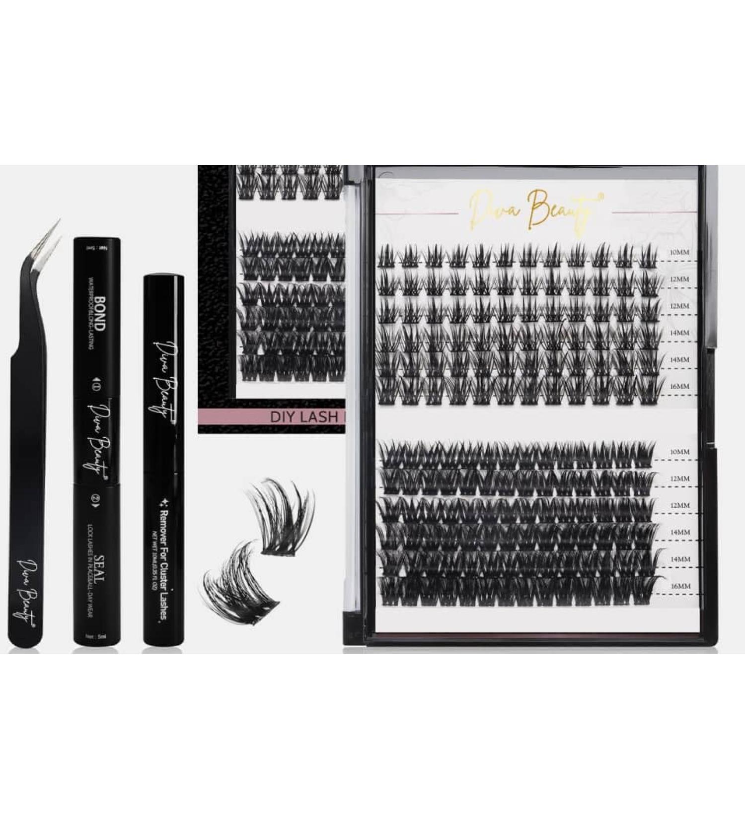 Premium Eyelash Extension Kit - 156 Pcs Mixed Cluster Lashes Tweezers Waterproof Bond & Seal Glue Lash Remover Perfect for Stunning False Eyelashes - Buy Online on GoSupps.com
