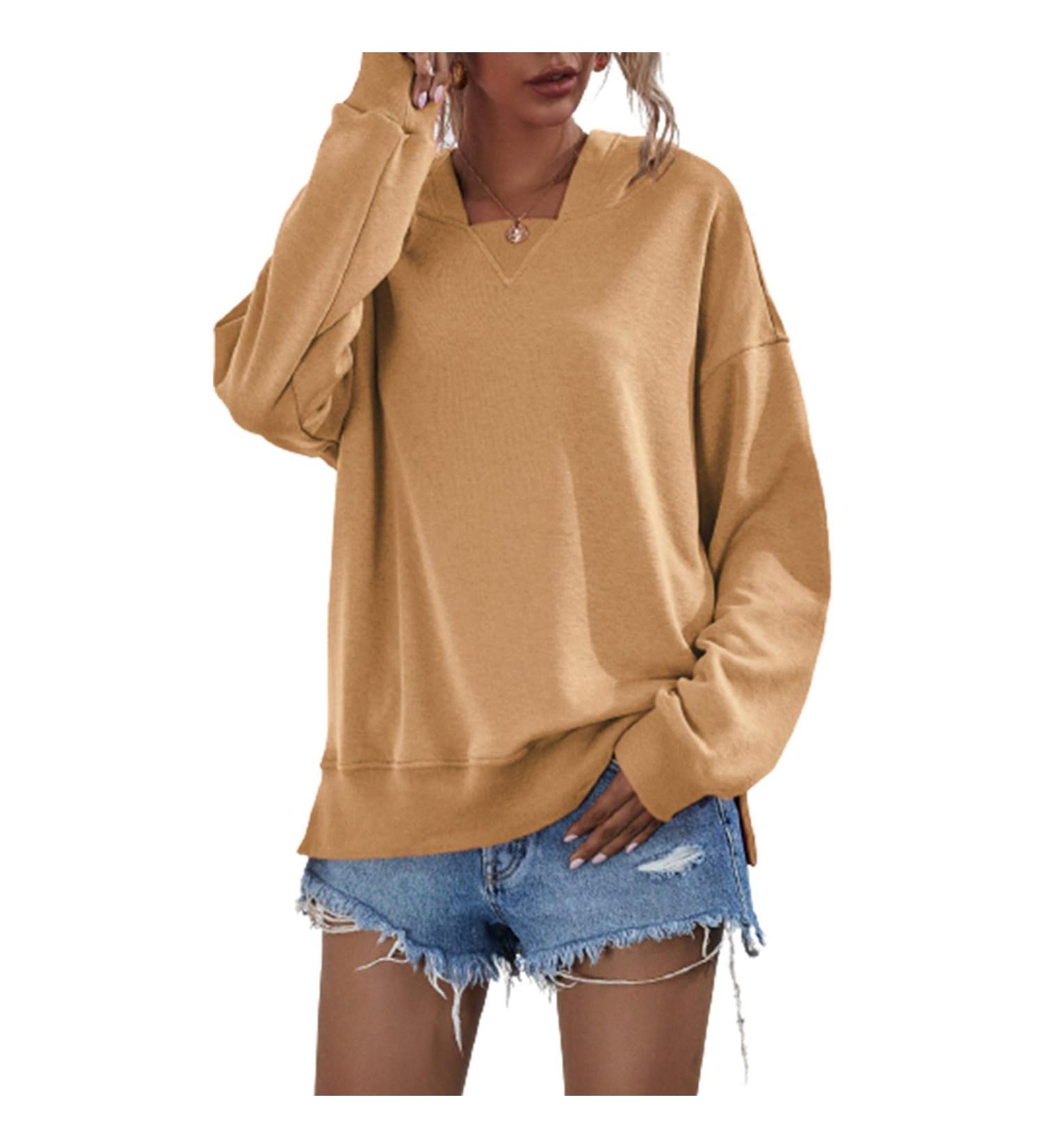 Summer & Winter Women's Square Collar Fleece Hoodie - Casual Loose Knitting Sweater for Daily & Outdoor Style - Buy Online on GoSupps.com