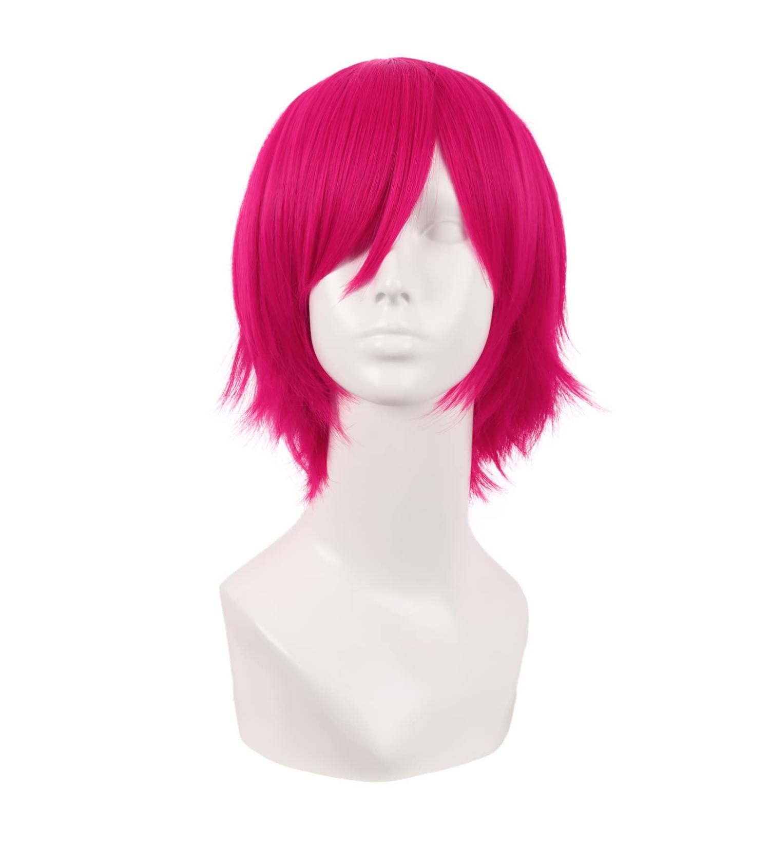 MapofBeauty 12 Inch Hot Pink Side Bangs Short Straight Fiber Cosplay Wig - International Shipping Available - Buy Online on GoSupps.com