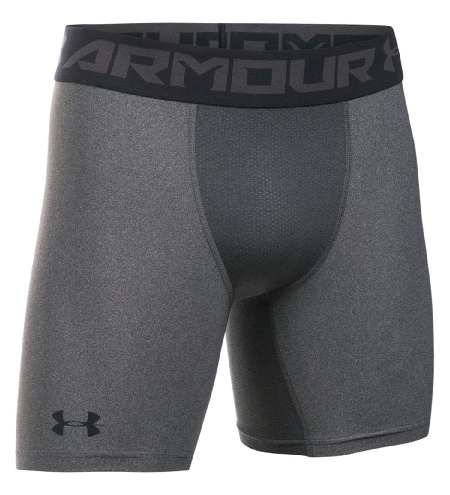 Under Armour Men's HeatGear Armor 2.0 Compression Shorts - Carbon Heather/Black | International Shipping Available - Buy Online on GoSupps.com