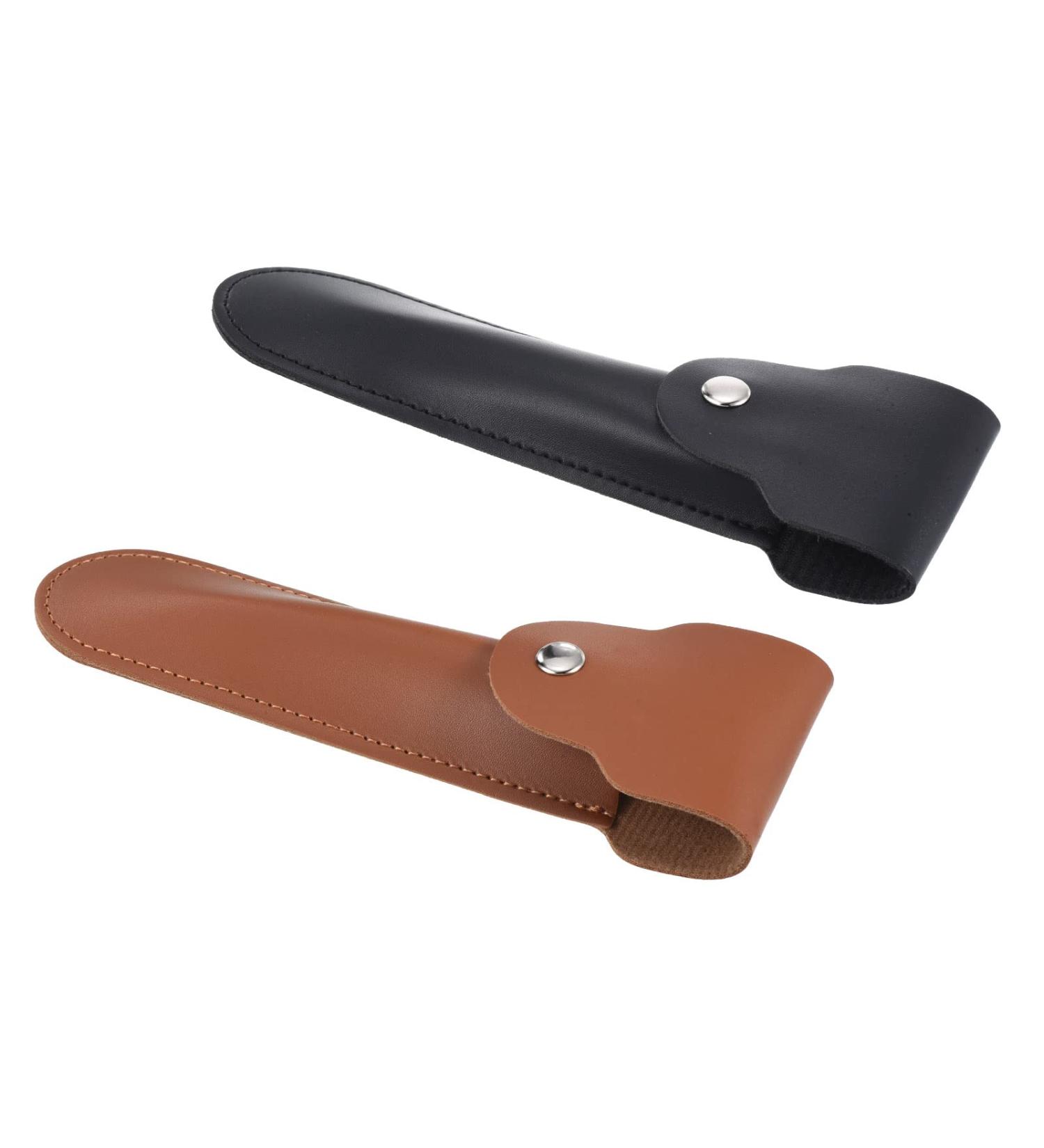 Patikil Leather Razor Protective Cover 2-Pack | Double Edge Razor & Vagina Shaver Protection | Travel-Friendly Black & Brown Case - Buy Online on GoSupps.com