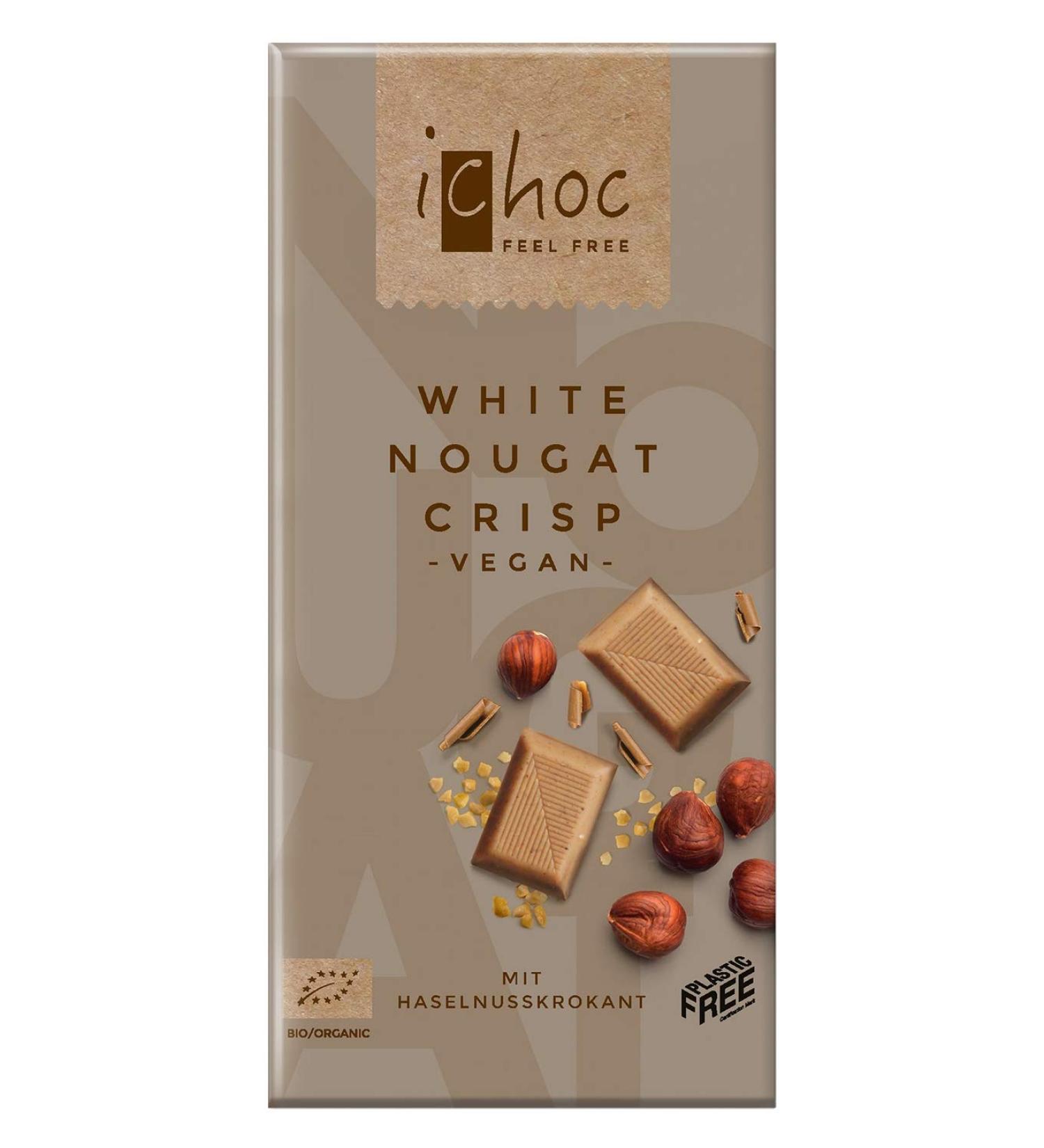 iChoc White Nougat Crisp Chocolate vegan 80g