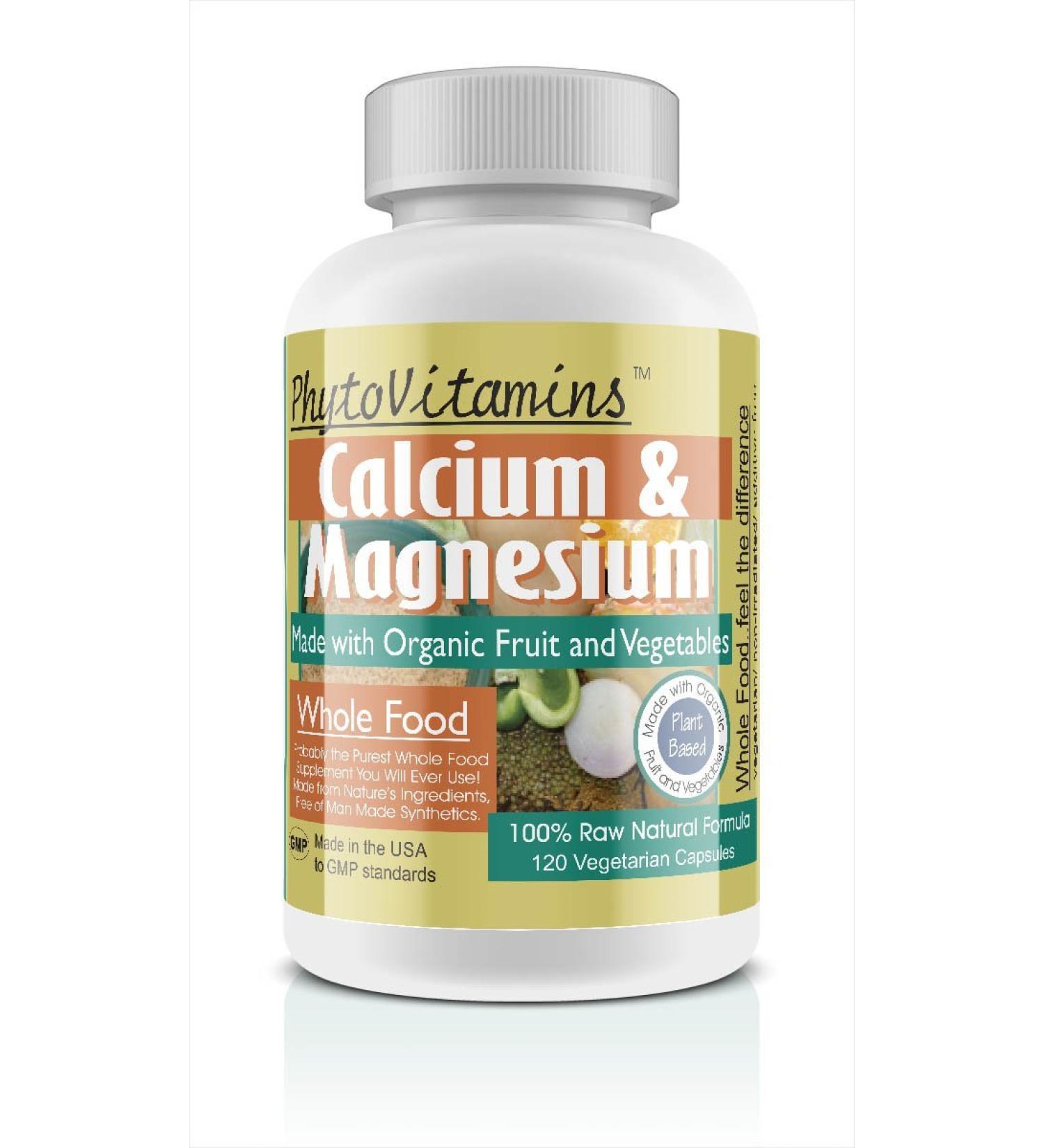 Organic Whole Food Calcium & Magnesium 120-Count Vegetarian Capsules by PhytoVitamins