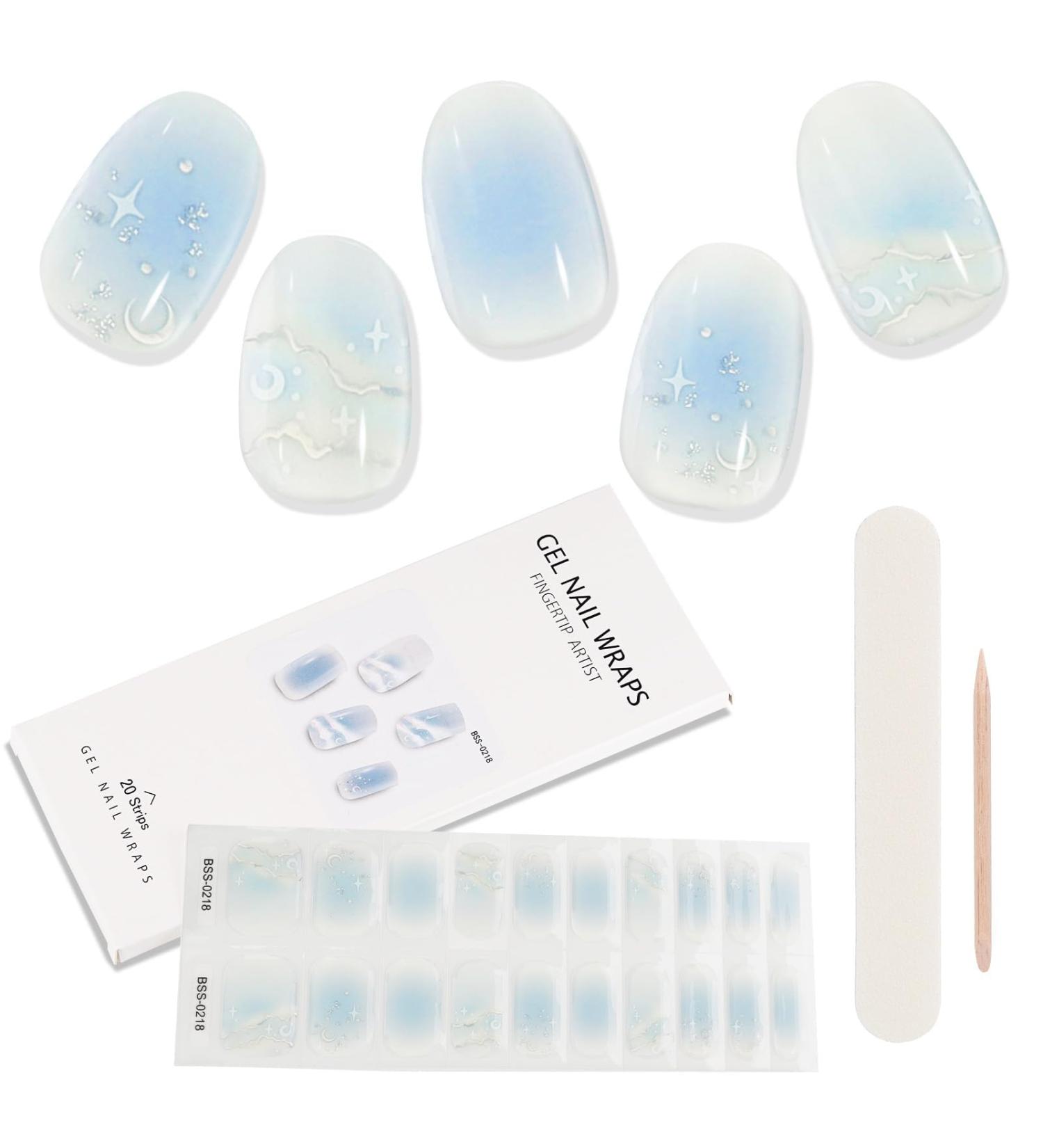 Kalolary 20PCS Gel Nail Polish Strips Nail Gel Art Sticker Full Nail Wraps Decals with Nail File and Stick for Women Girls Nail Art Decor (UV/LED Lamp Required) (C) - Buy Online on GoSupps.com