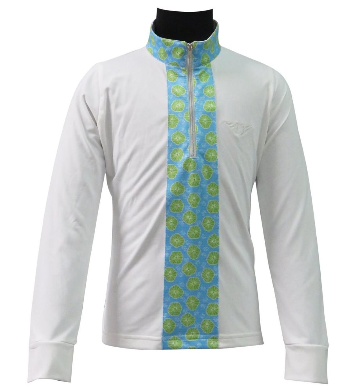 TuffRider Children's Athena EquiCool Riding Sport Shirt White/Lt Blue Small