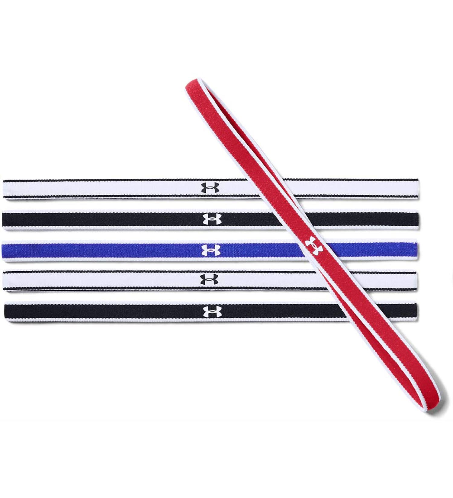 Under Armor Women UA Mini Head Bands (6PK) Pack Elastic hair bands non-slip frontal ligaments for women in the practical 6-series set black (Black/Tropic Pink/White (002) uniform size red (Red/Black/White (600)) Unity size