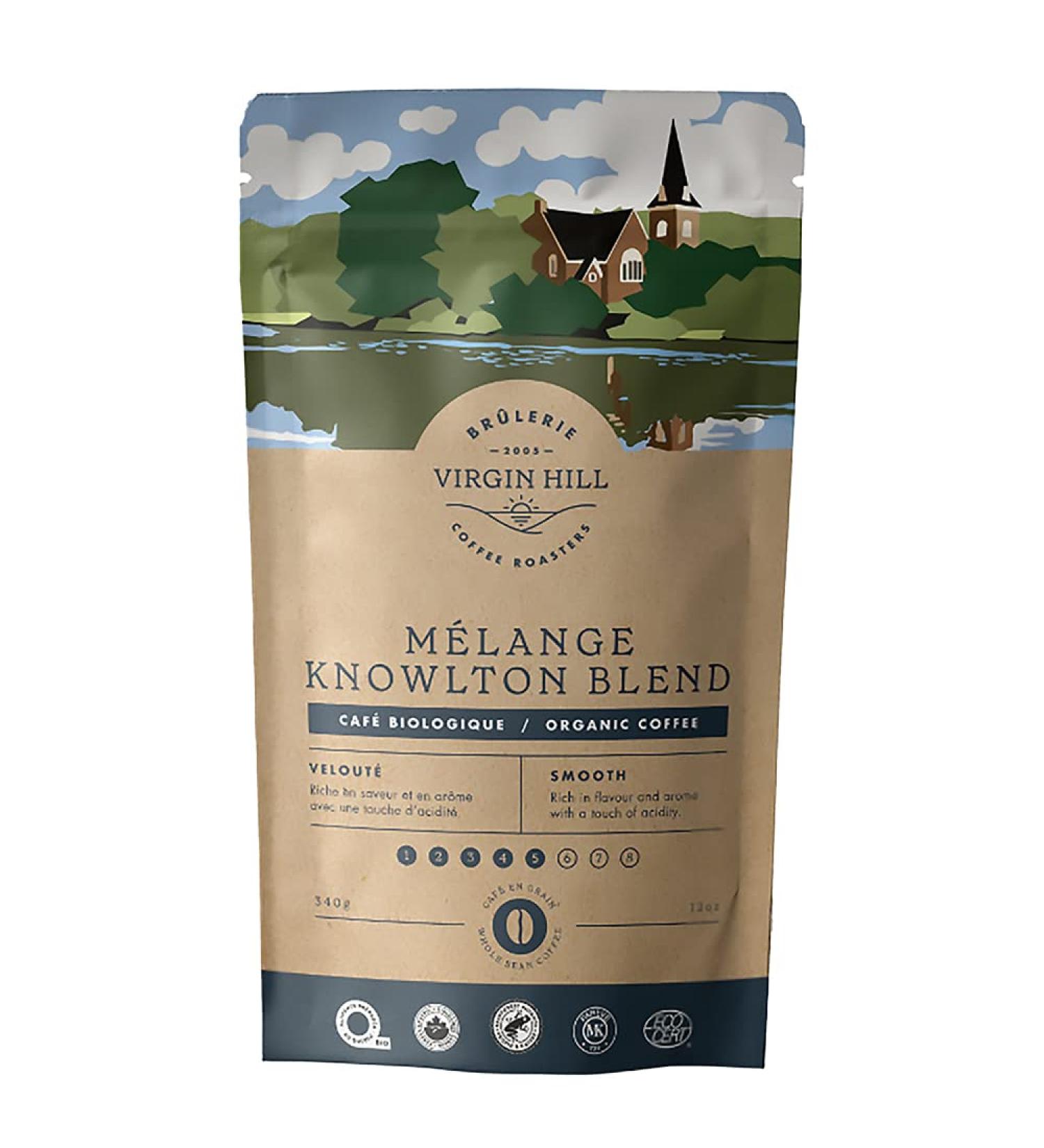 Virgin Hill Coffee - Organic Knowlton Blend - Smooth Intensity & Medium Roast -Three Quarters of a Pound of High-Grade Coffee Beans - 12oz / 340 grams Whole Bean 12oz. / 340 grams - Buy Online on GoSupps.com
