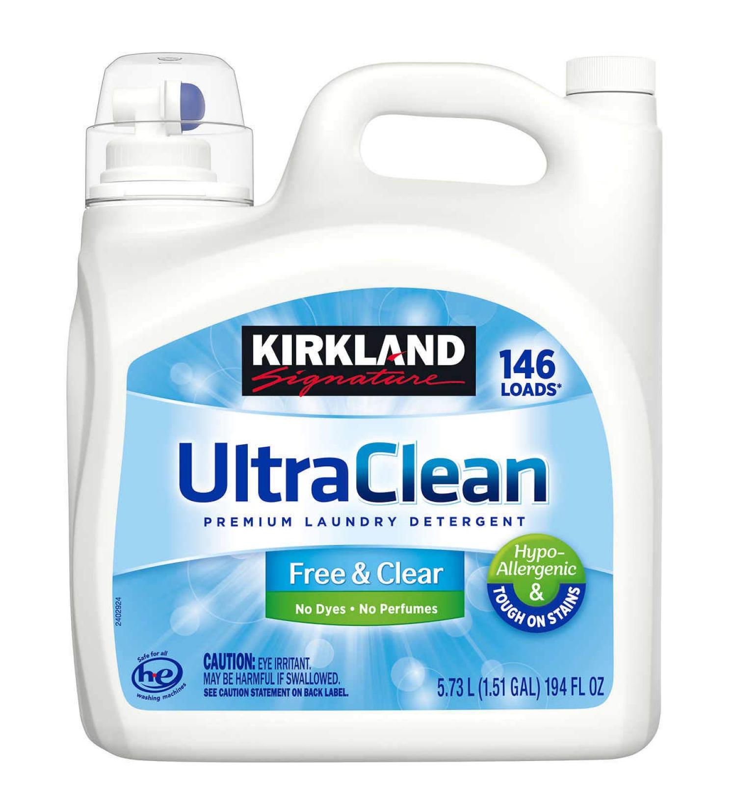 Kirkland Signature Ultra Clean Free & Clear HE Liquid Laundry Detergent - 146 Loads (5.73L) | Hypo-Allergenic International Shipping Available - Buy Online on GoSupps.com