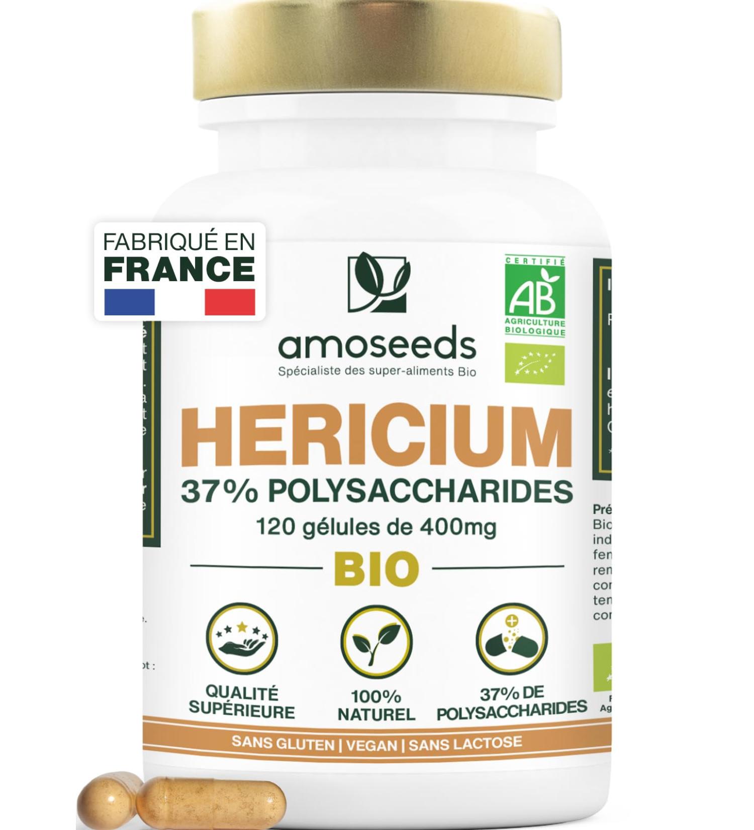 Organic Hericium Erinaceus | Memory Mushroom | Highly Dosed 37% Polysaccharides | 120 Vegan Capsules | Lion's Mane Vegan No Additives | Superior Quality | Made in France - Buy Online on GoSupps.com