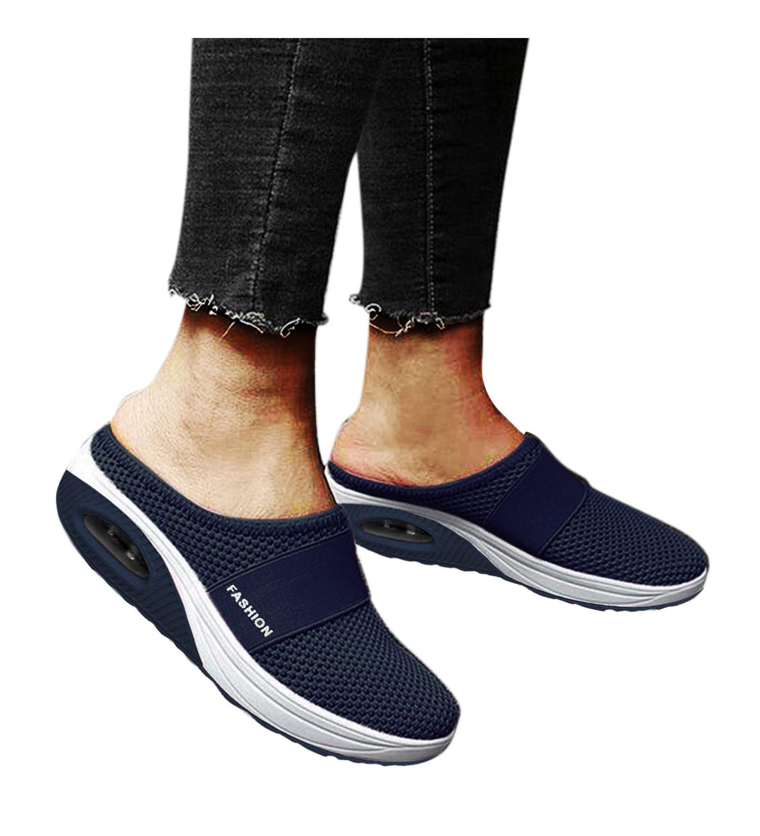 GETBEE Women's Fashion Sneakers | Diabetic Air-Cushion Slip-On Walking Shoes | Orthopedic Diabetic Slippers | Size 8.5 - Dark Blue - Buy Online on GoSupps.com