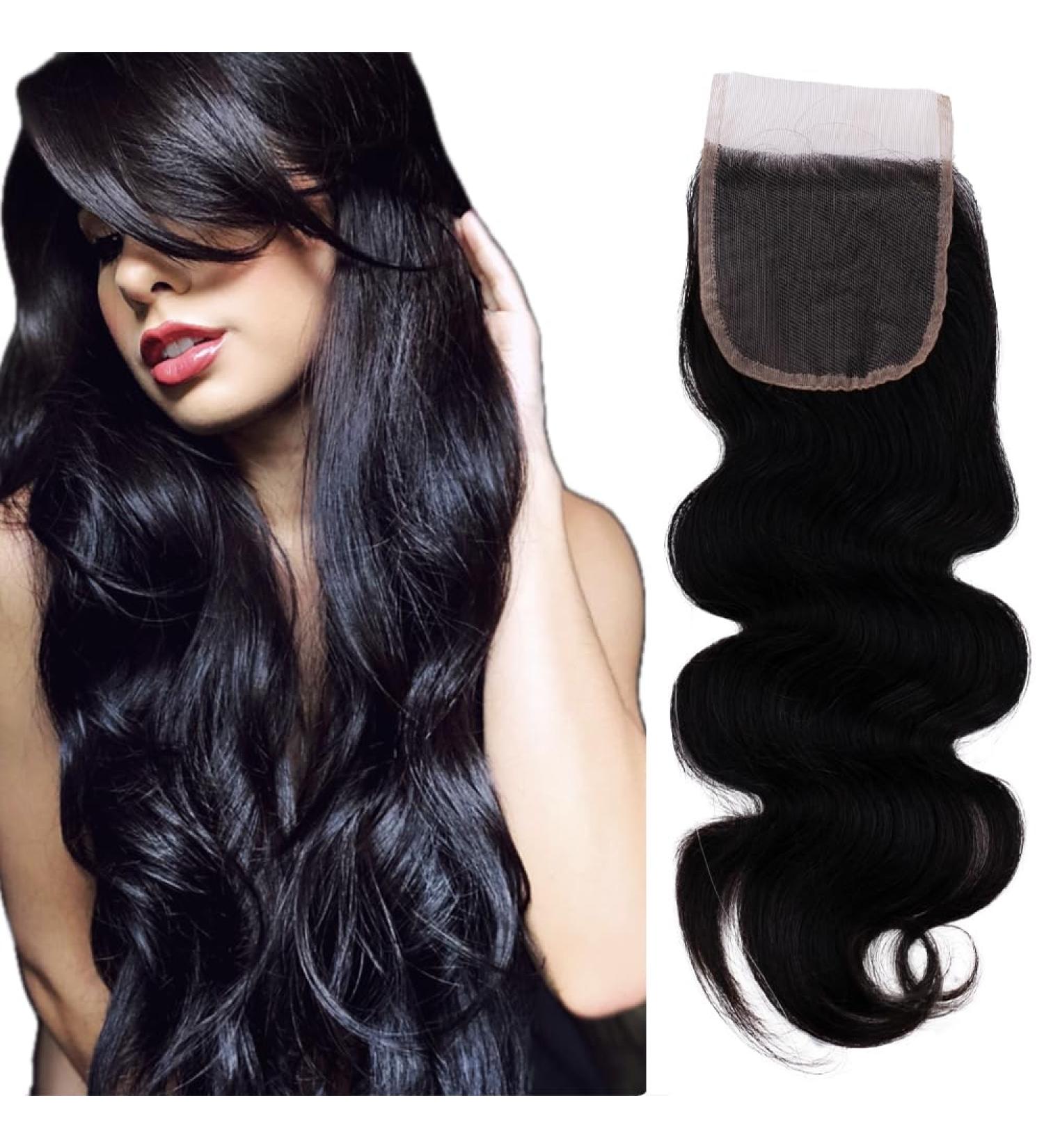 100% Real Hair Extensions - Lace Closure Thickening 25cm Wavy Natural Black - PRETTYSHOP - Buy Online on GoSupps.com