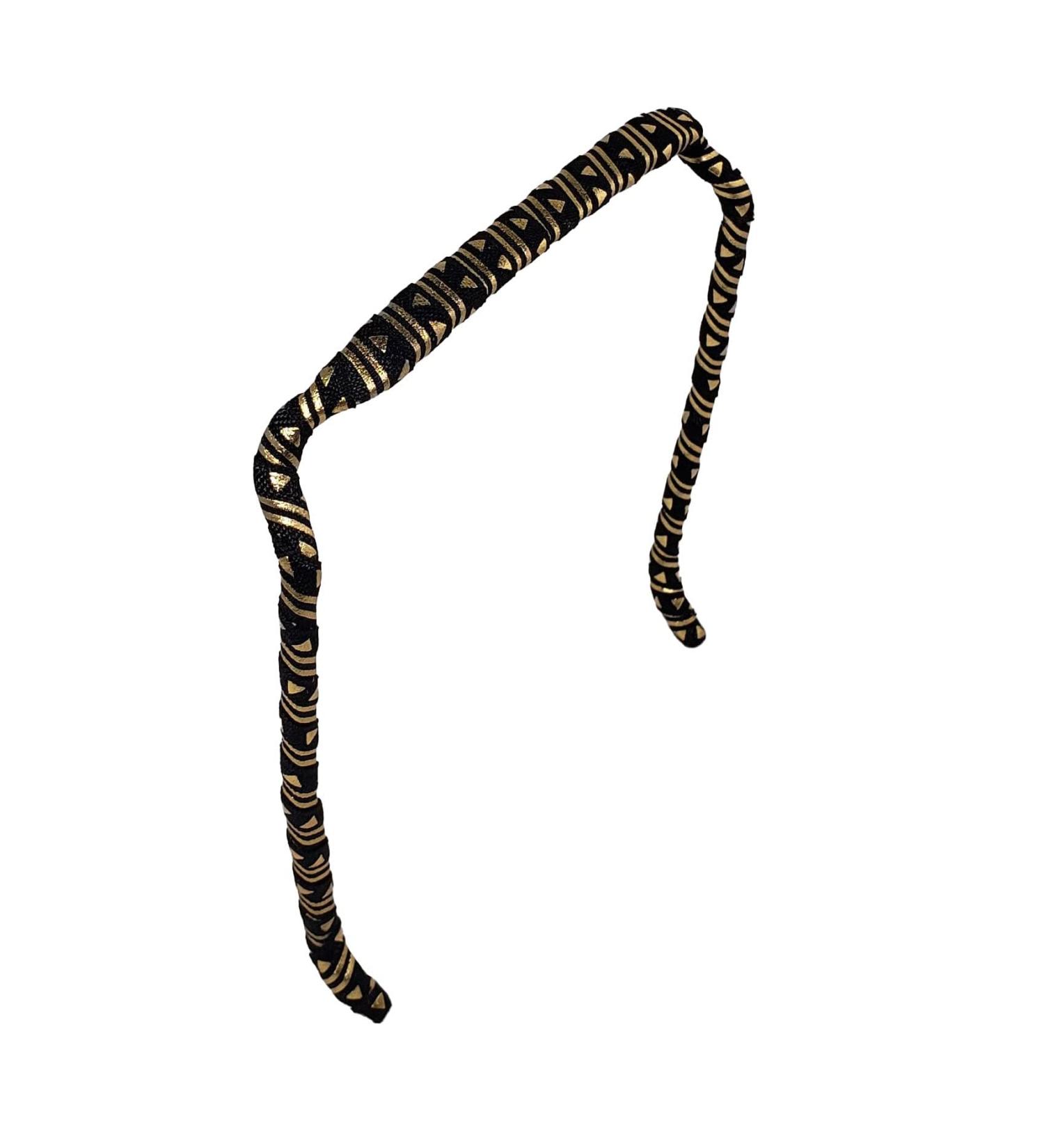 Zazzy Bandz Large Headband for Curly Thick Hair - Relaxed Black and Gold Aztec Pattern - Buy Online on GoSupps.com