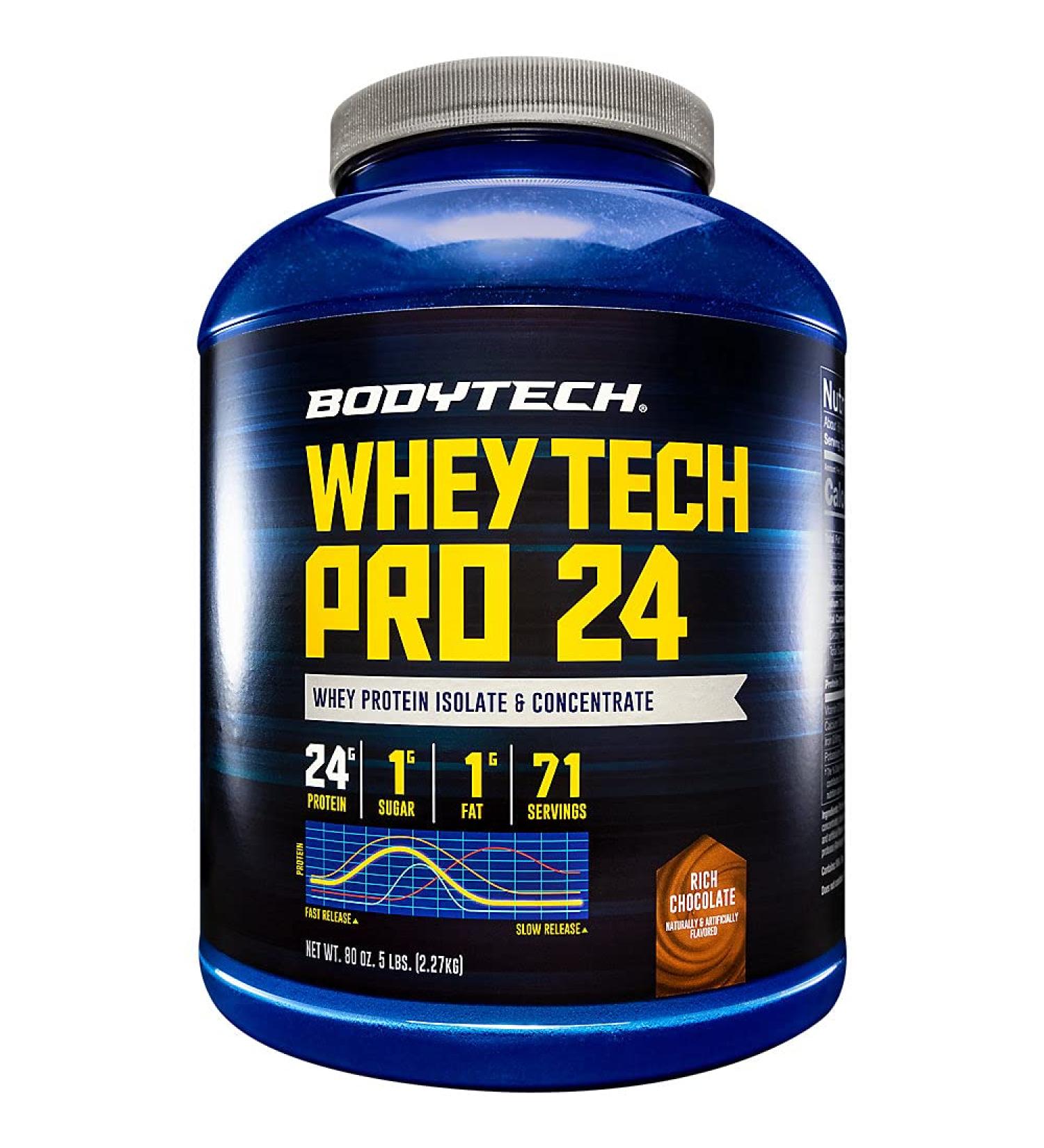 BODYTECH Whey Tech Pro 24 Protein Powder - 24g Protein per Serving - Supports Muscle Growth & Recovery - Rich Chocolate (5 lb 71 Servings) - Buy Online on GoSupps.com