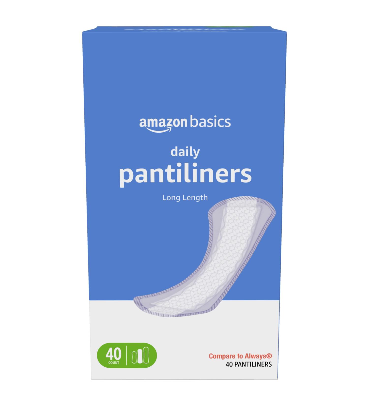 Amazon Basics Daily Pantiliner Long Length 40 Count - 1 Pack (Formerly Solimo) - Buy Online on GoSupps.com