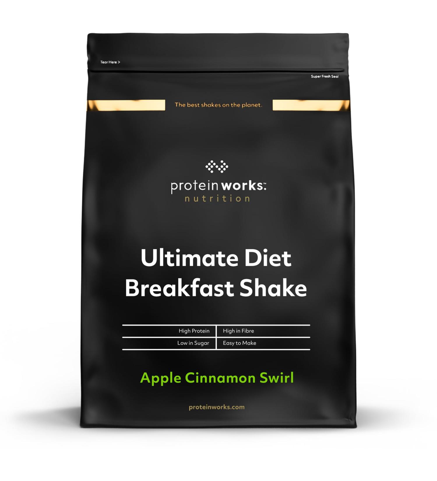 The Protein Works Ultimate Diet Breakfast Shake 1kg - Apple Cinnamon Swirl | Low Calorie, High Protein Breakfast | 18 Servings - Buy Online on GoSupps.com