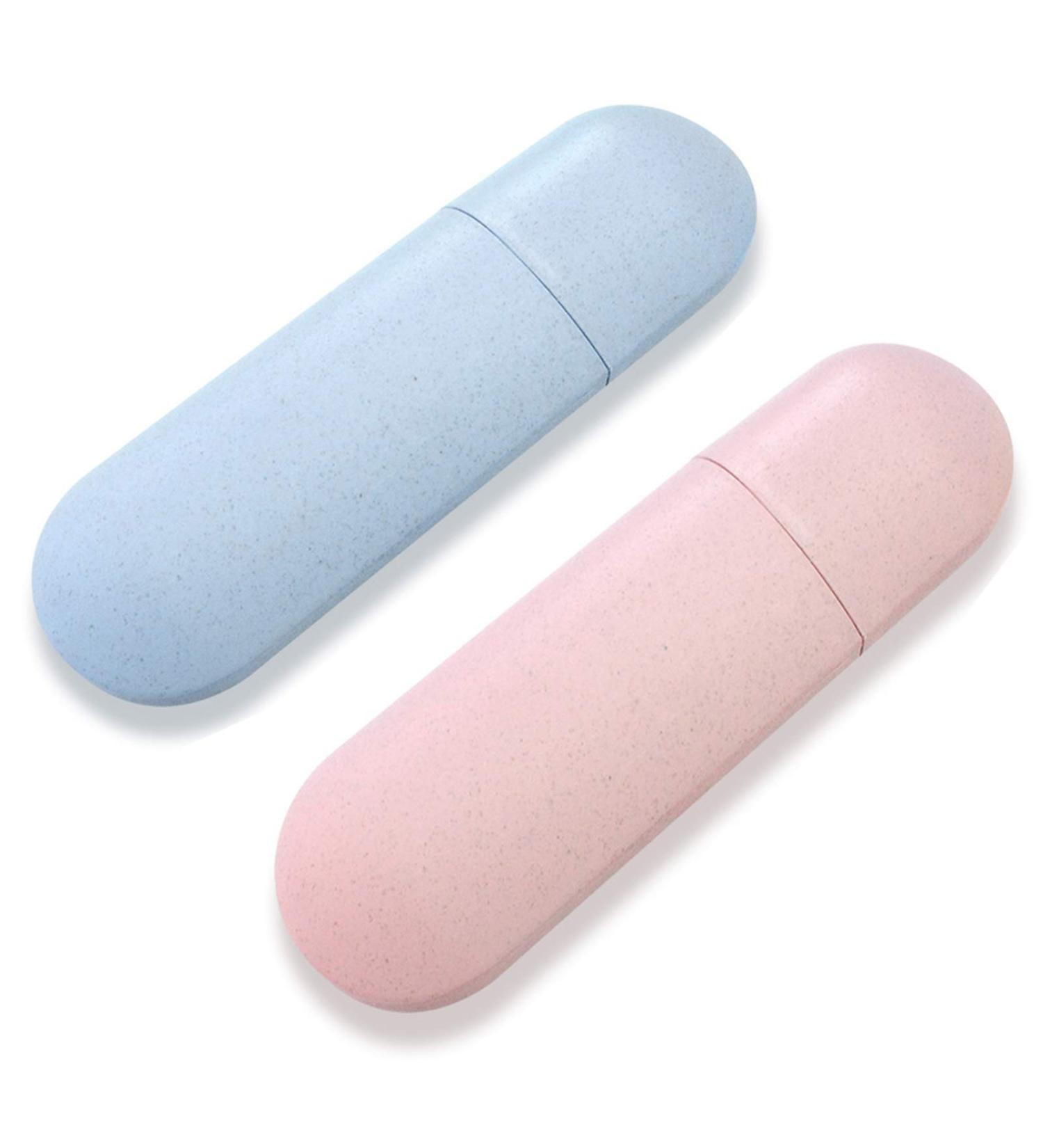2-Pack Portable Toothbrush Case for Travel & Storage - Pink & Blue - Ideal for Camping & Home Use - Buy Online on GoSupps.com