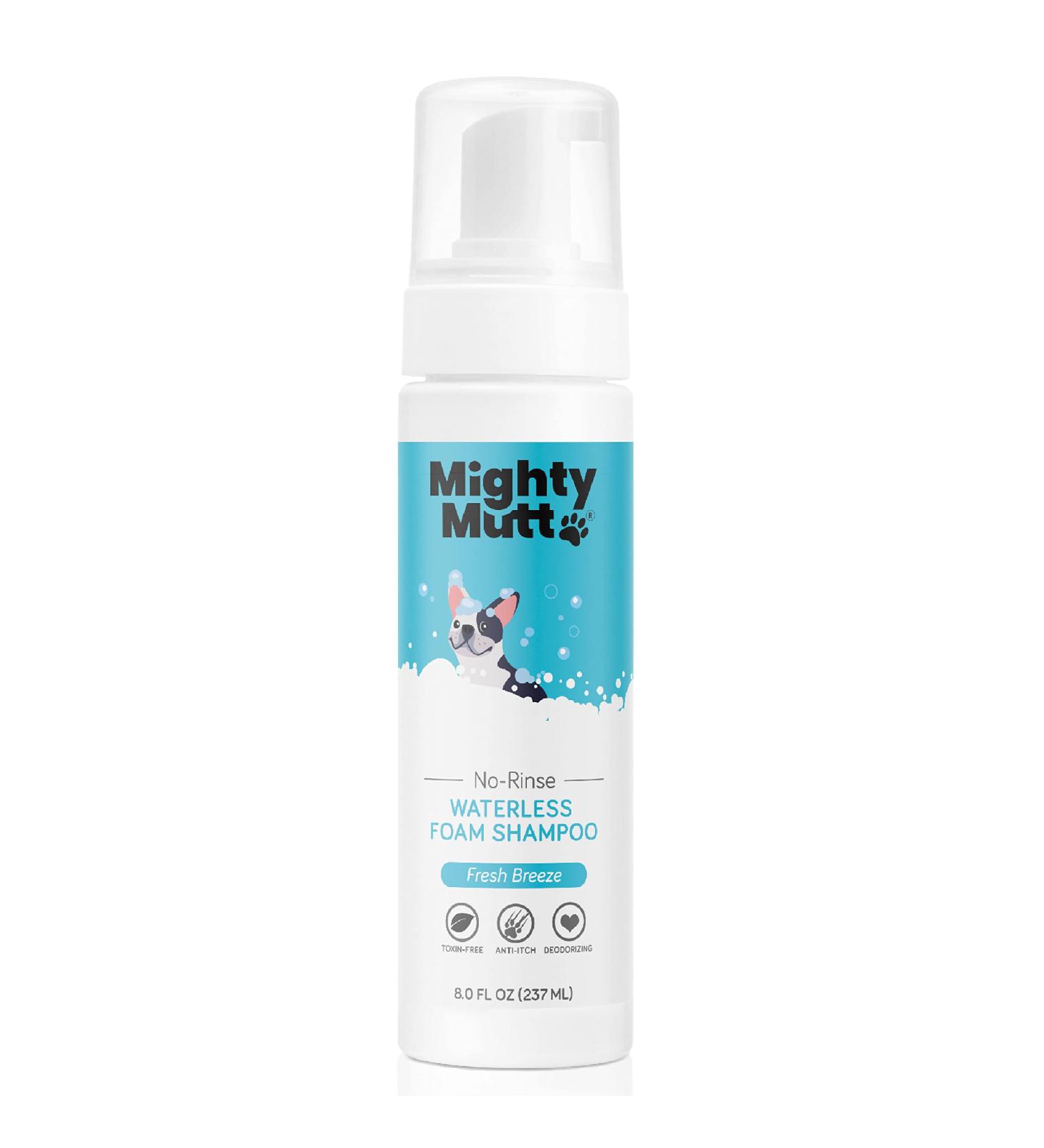 Mighty Mutt Hypoallergenic Waterless Shampoo for Dogs - Dry Foam Anti-Itch Relief | No Rinse Soothing & Deodorizing | Fresh Breeze 8oz - Buy Online on GoSupps.com
