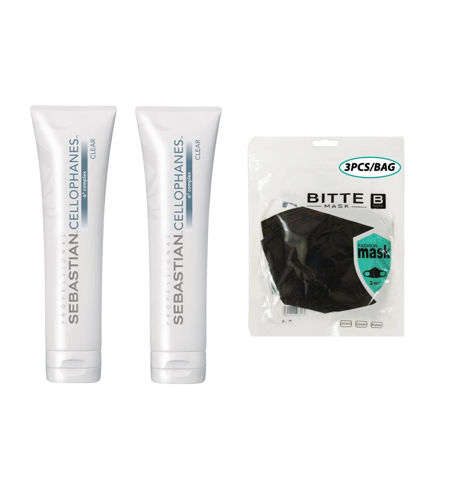 CELLOPHANES Clear Color Revitalizer with A3 Complex (Clear - 10.1 oz / 300 ml) (2pack) w/Fashion Mask 3pcs