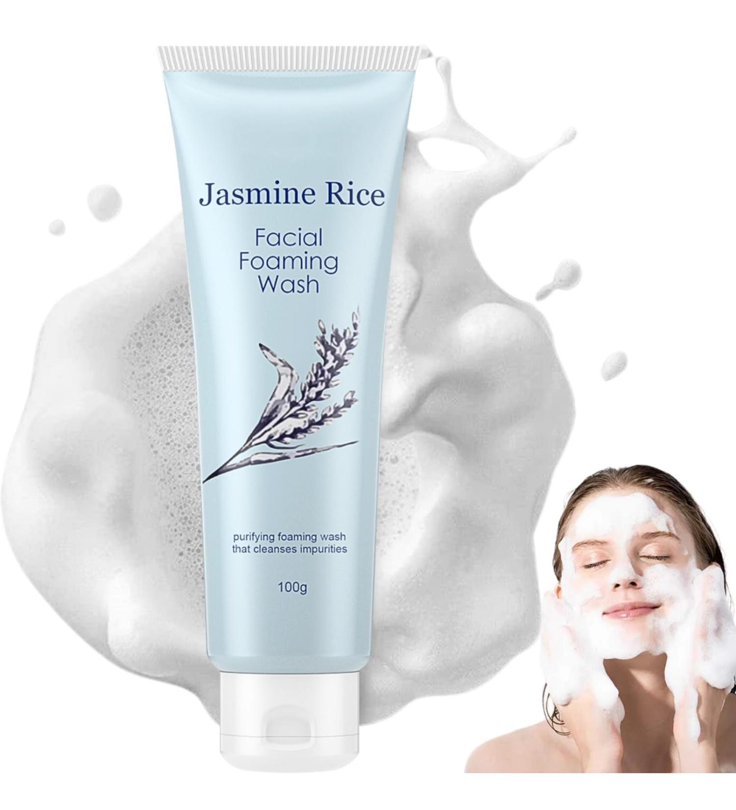 Jasmine Rice Face Wash Gentle Acne Face Wash Pure Rice Cleansing Foam Refreshing Face Wash Pore Deep Cleansing Foam Daily Gentle Cleanser Hydrating Cleanser for Radiant Smooth Exfoliating - Buy Online on GoSupps.com
