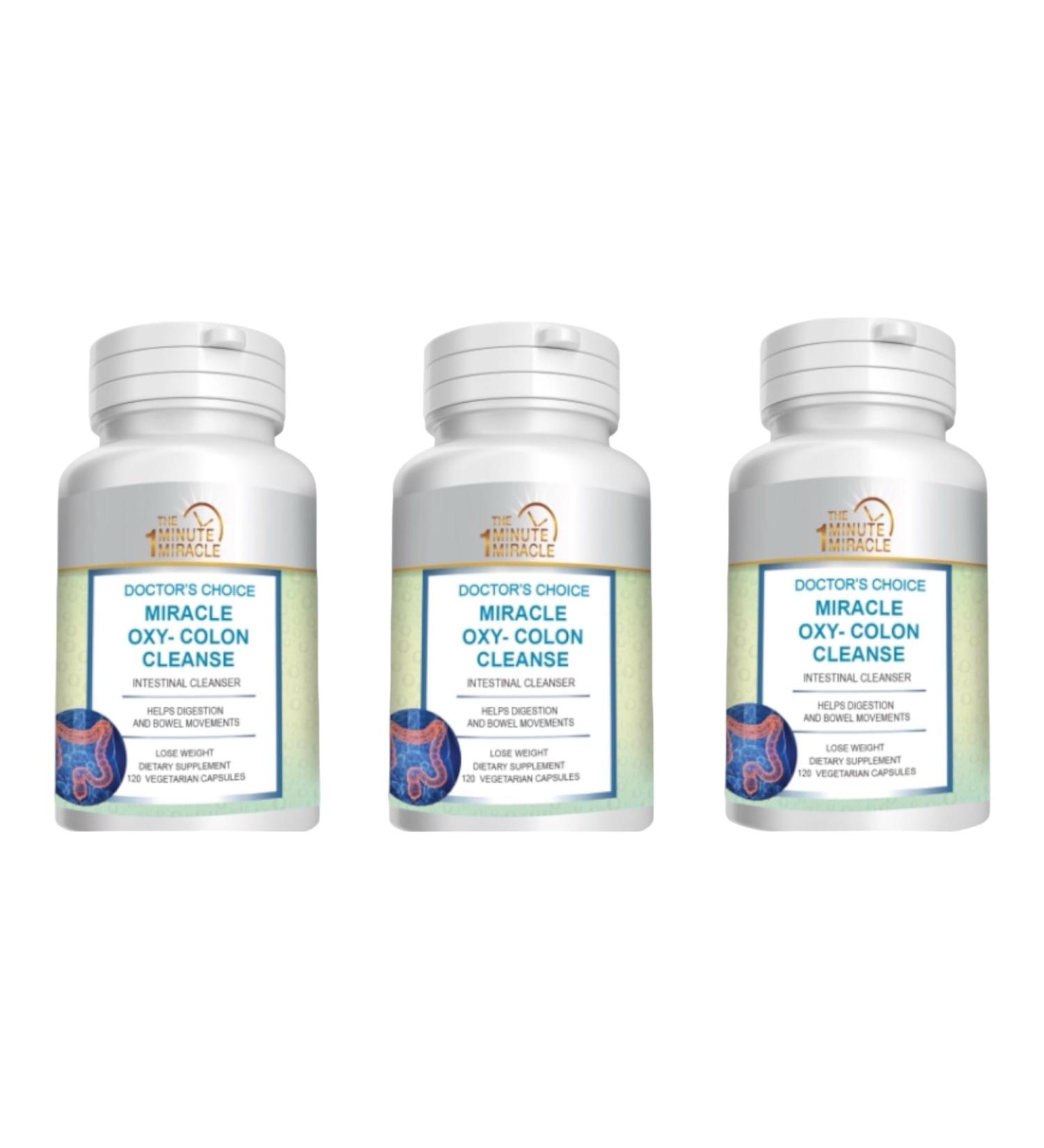 Miracle Oxy-Colon Cleanse Vegan Colon Cleanser - 3 Bottles - 120 Vegetarian Capsules. - Buy Online on GoSupps.com