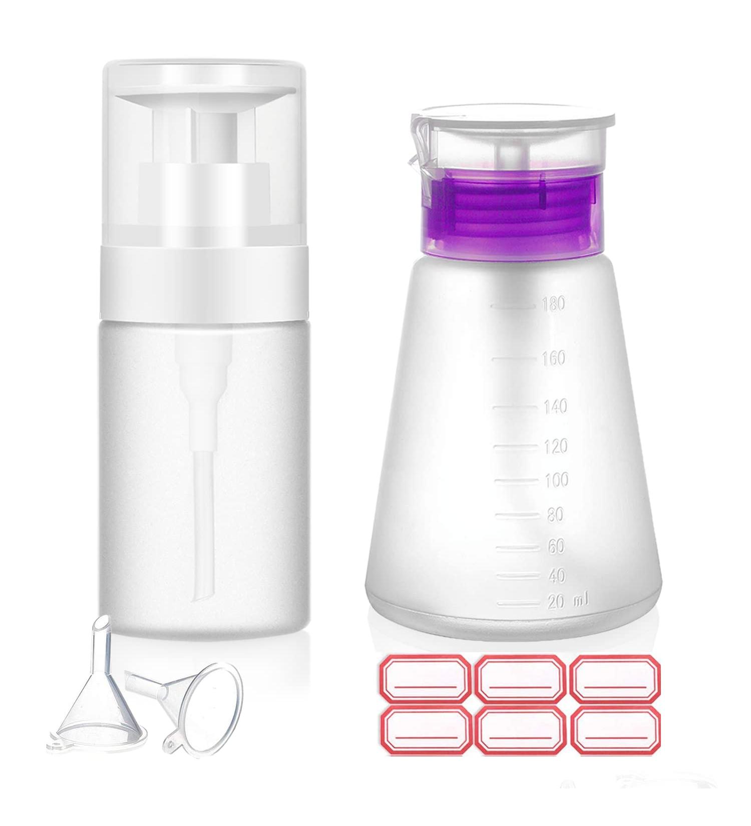 XILAZAB Push Down Pump Dispenser 2-Pack: Lockable One-Touch Bottles for Acetone, Nail Polish Remover 180ML + 100ML - Buy Online on GoSupps.com