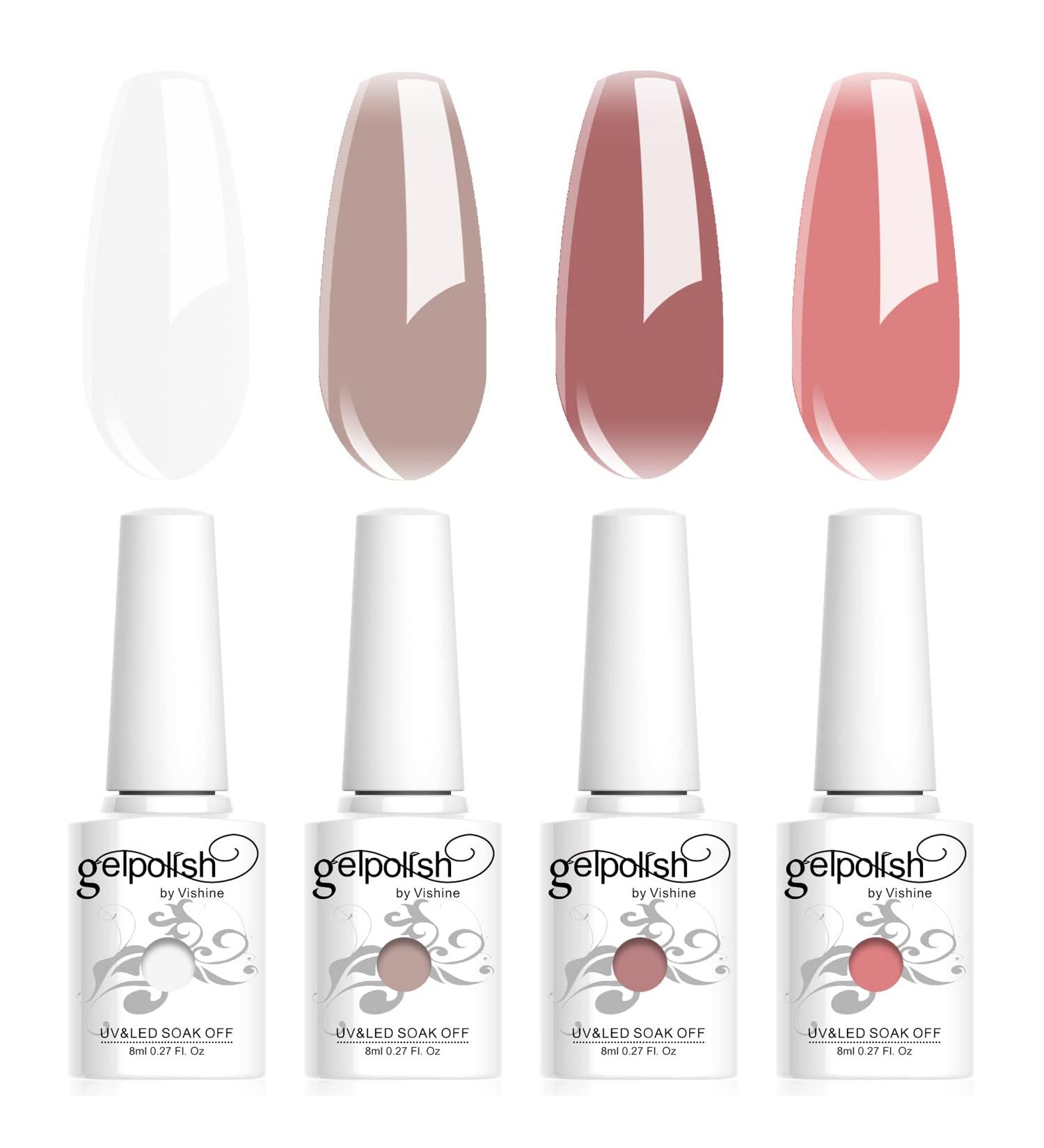 Vishine Gel Nail Polish Kit 4pcs Jelly translucent Milky White Pink Rose Nude Soak Off Nail Polish Set New Starter Nail Art Manicure Gift Set Jelly Rose Nude & White - Buy Online on GoSupps.com