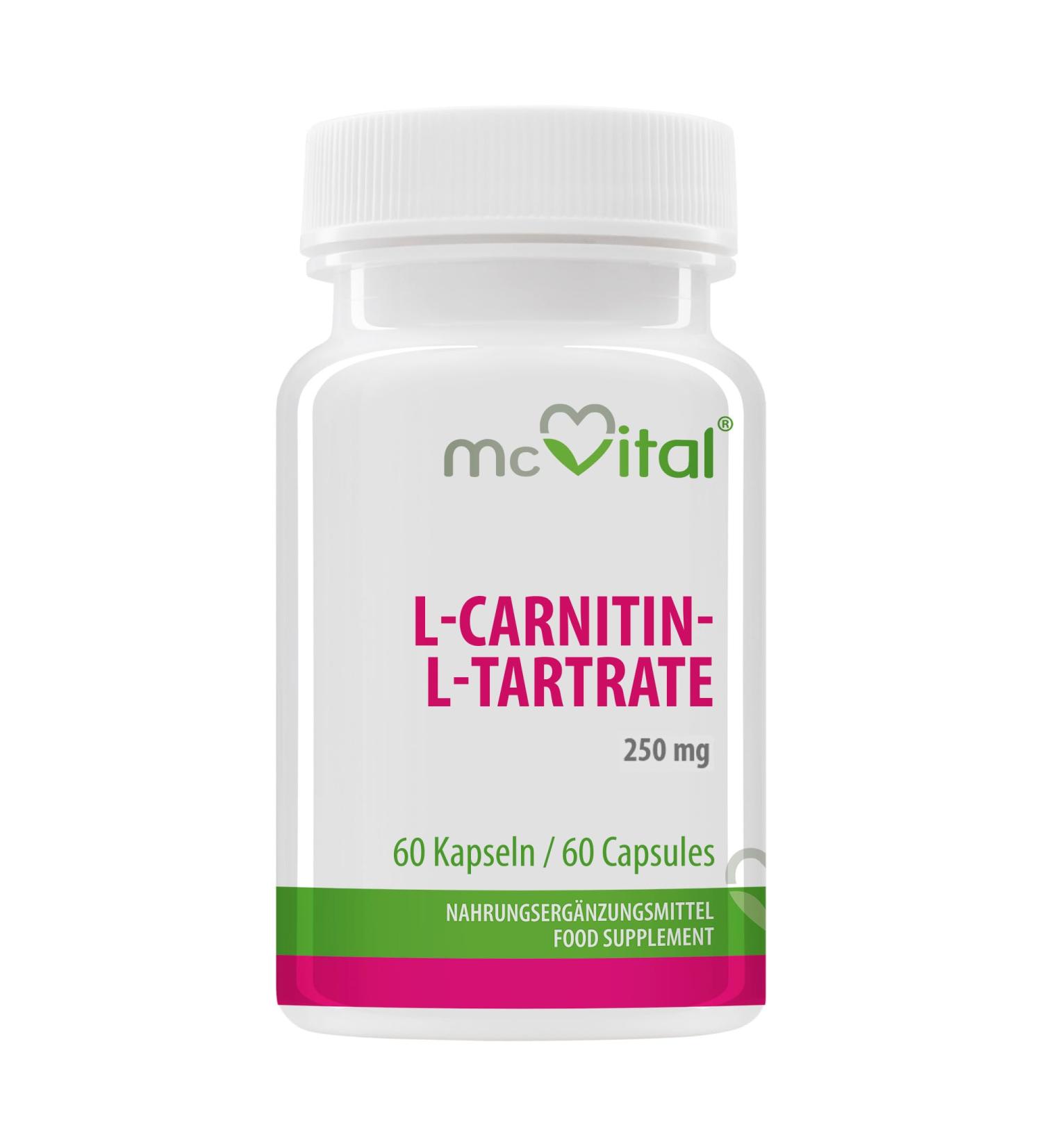 L-Carnitine L-Tartrate - 480 mg extra strong per dose - Fat burner - Muscle activator and heart optimizer - 60 capsules