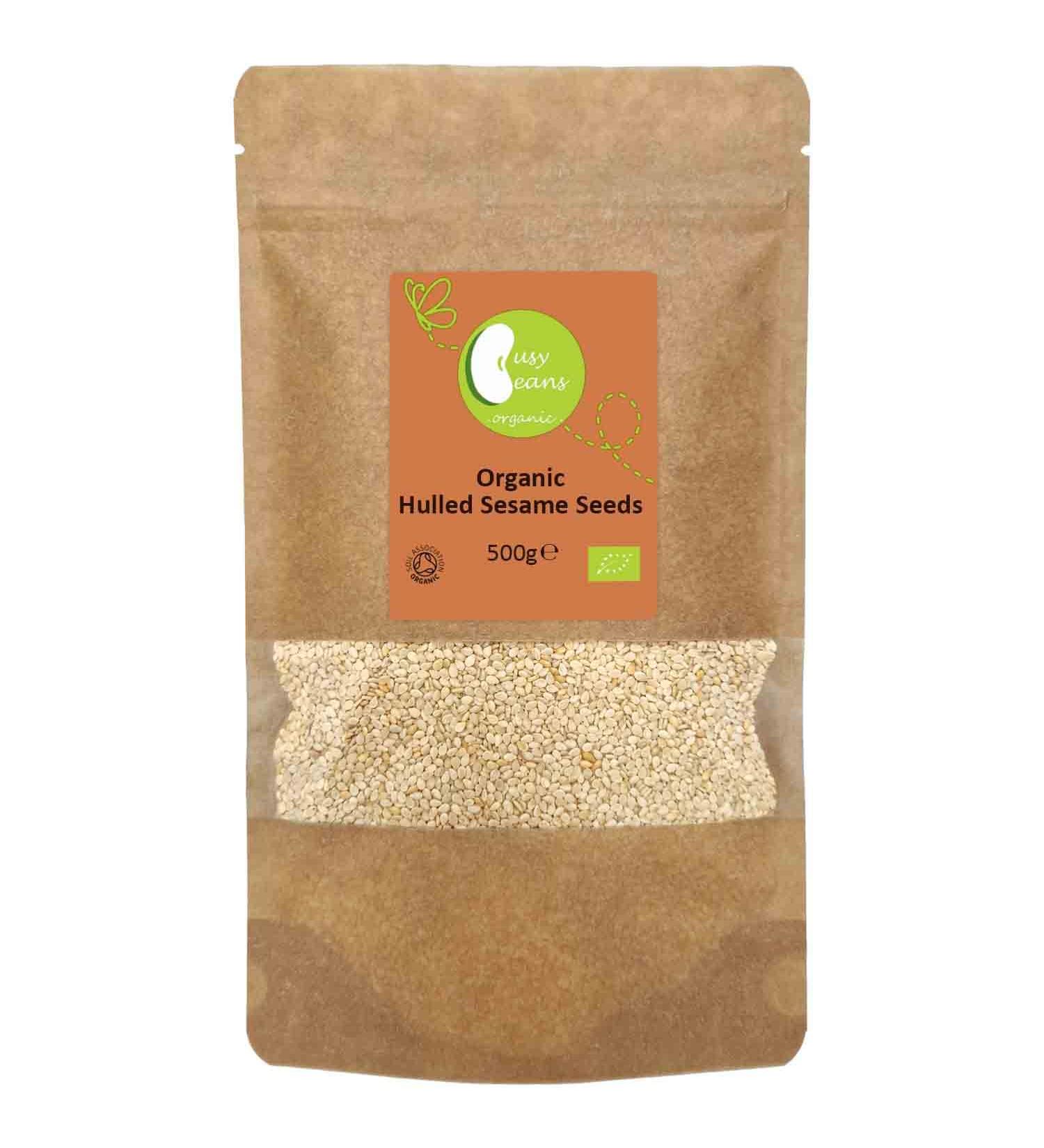 Organic Sesame Seeds Hulled - Certified Organic- by Busy Beans Organic (500g) - Buy Online on GoSupps.com