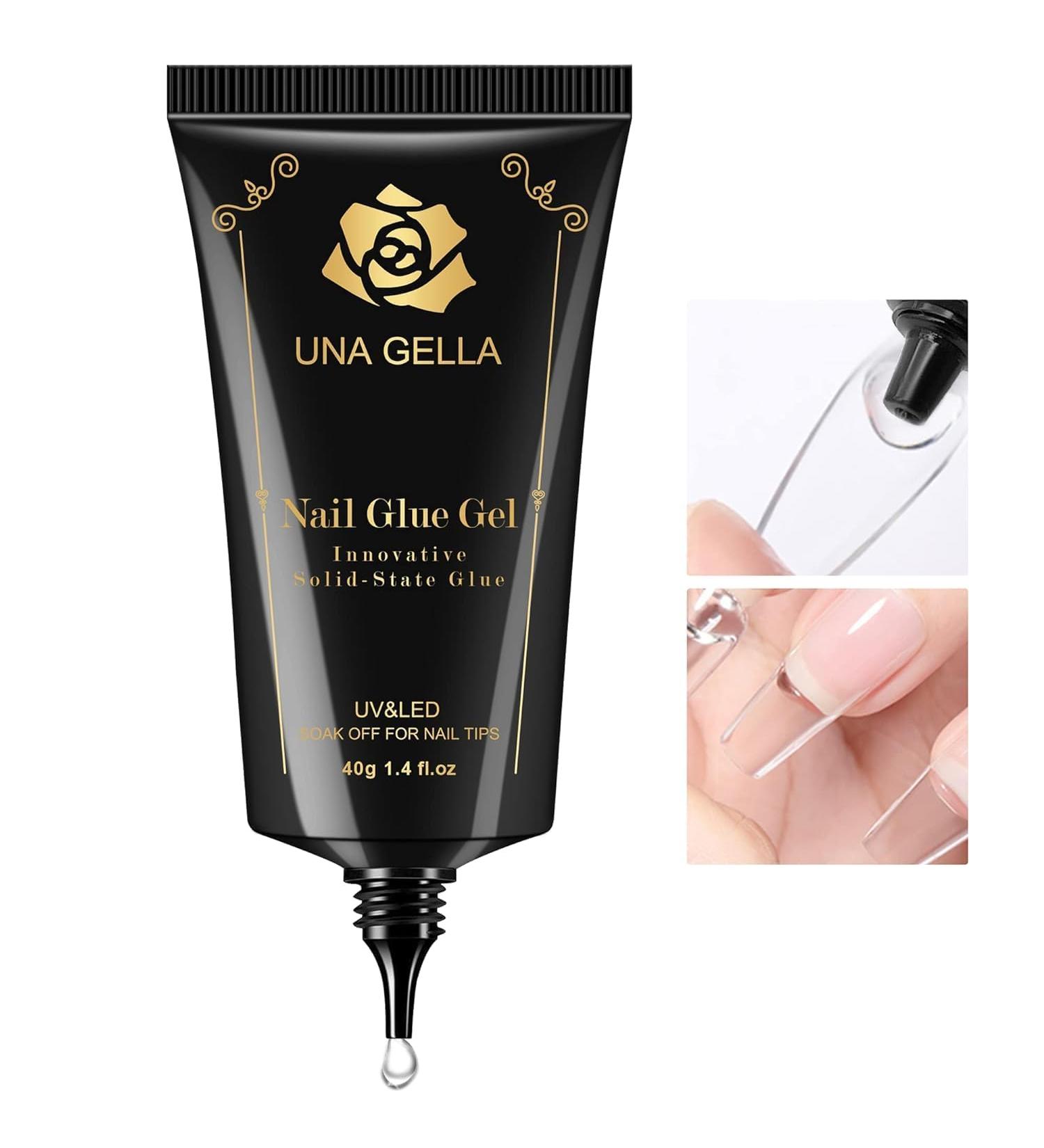 UNA GELLA Soft Gel Nail Tips Glue - Strong 40ml Curing Gel for Acrylic & Press-On Nails | Soak Off & Easy Application - Buy Online on GoSupps.com
