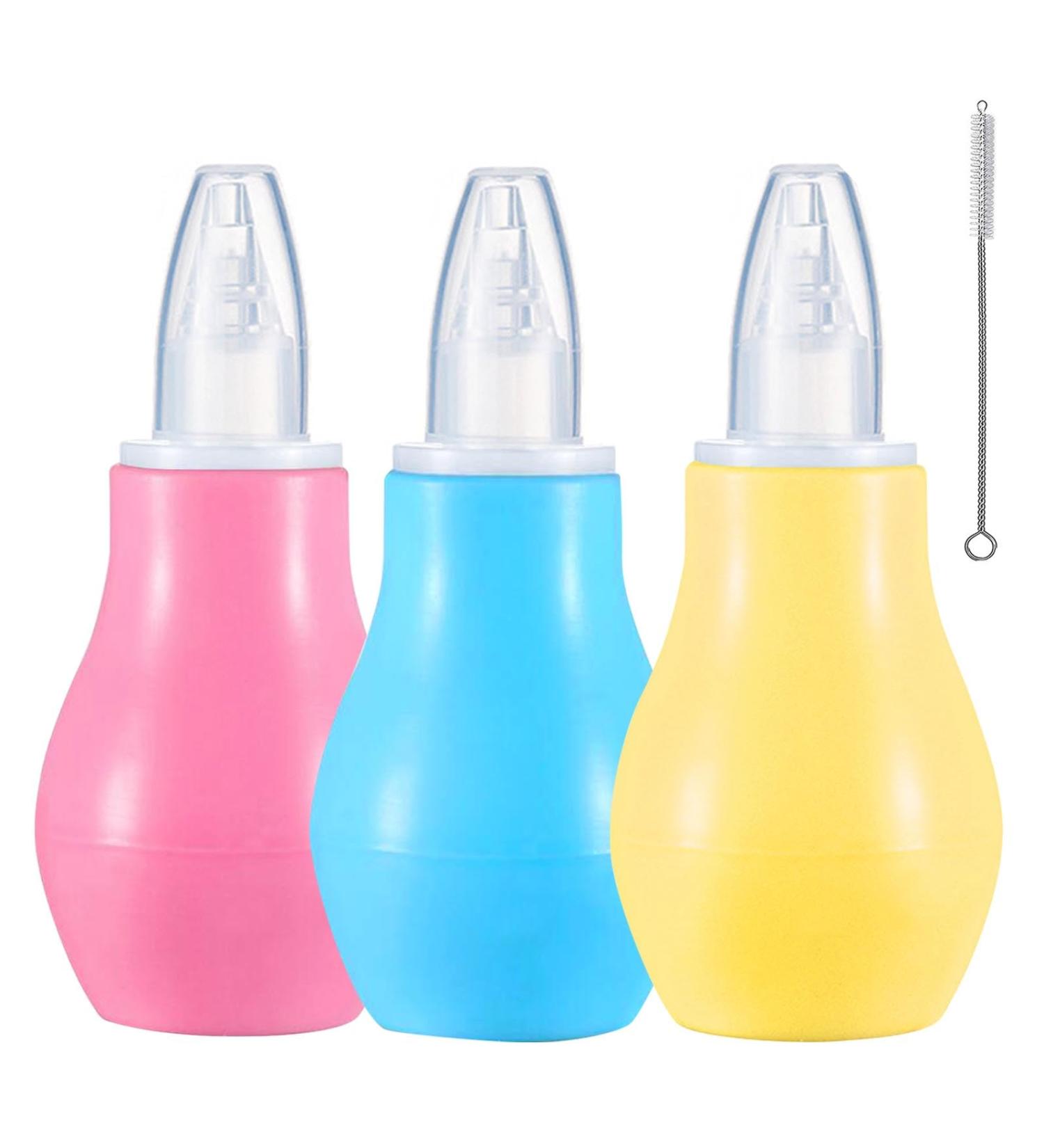 GWAWG 3 PCS Baby Nasal Aspirator Nose Sucker - Mucus Removal for Newborns and Toddlers (Blue Yellow Pink) - Buy Online on GoSupps.com