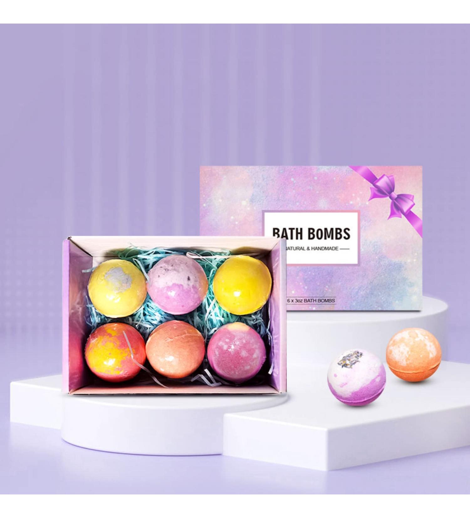 Stress-Relief Bath Bombs Set for Women - Natural Ingredients, Various Scents - Perfect Spa Gift for Girls - Buy Online on GoSupps.com