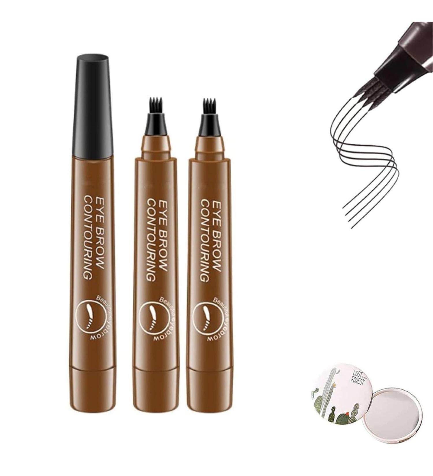 Matezis Eyebrow Pencil 2pcs Lumierez Brow Pen 4 Tipped Precise Brow Pen Long Lasting Microblading Eyebrow Pen (Light Brown) - Buy Online on GoSupps.com