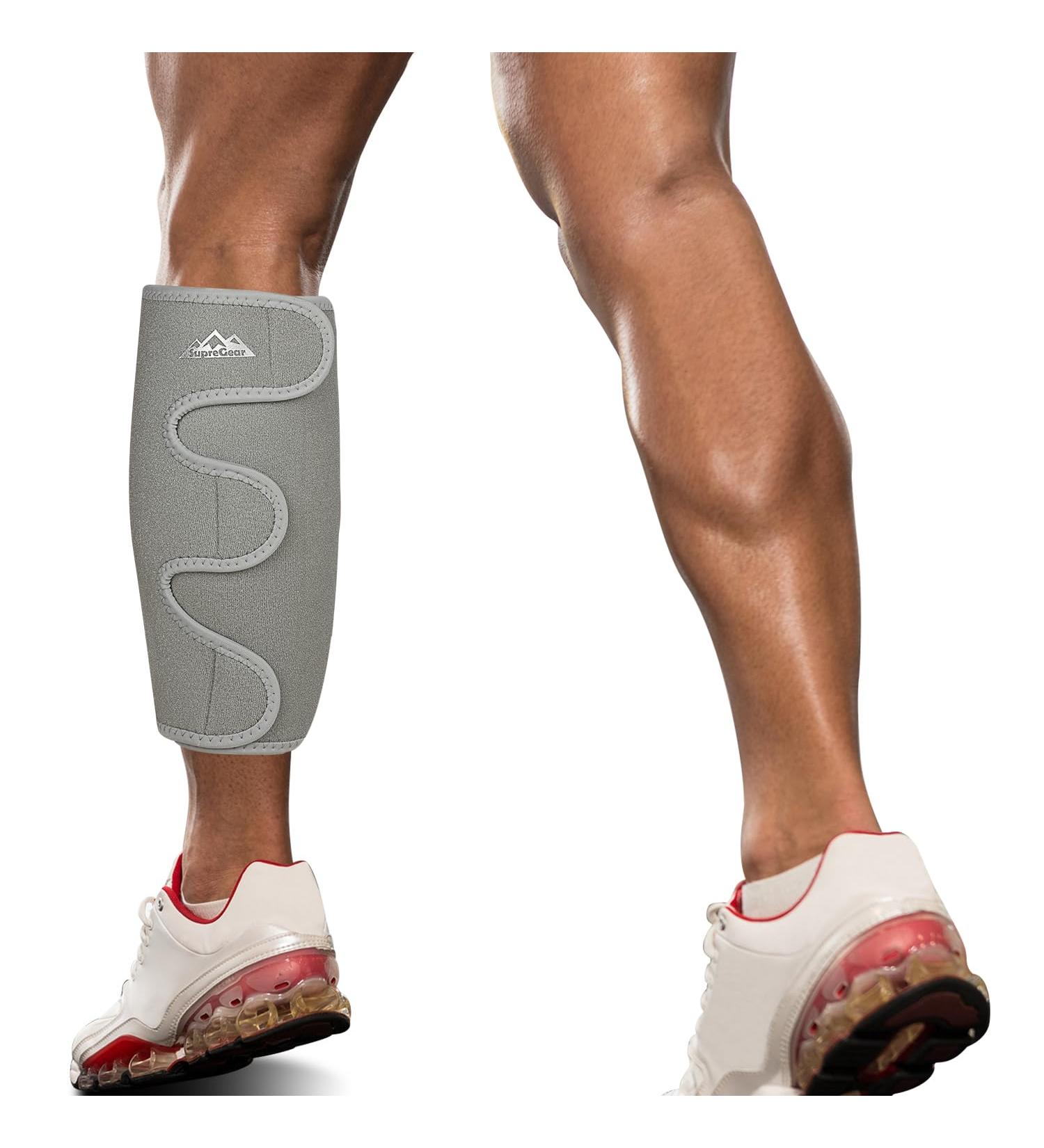 Supregear Adjustable Calf Support Brace - Shin Compression Sleeve for Muscle Swelling & Pain Relief | Comfortable Splint Wrap for Injury Recovery, Hiking & Training - Men and Women (Grey) - Buy Online on GoSupps.com