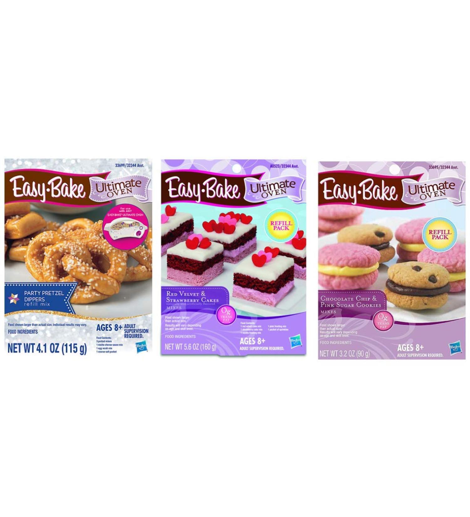 InterC Set of 3 Easy-Bake Oven Mix Refills - Party Pretzel Dippers, Red Velvet & Strawberry Cakes, Chocolate Chip & Sugar Cookies - Buy Online on GoSupps.com