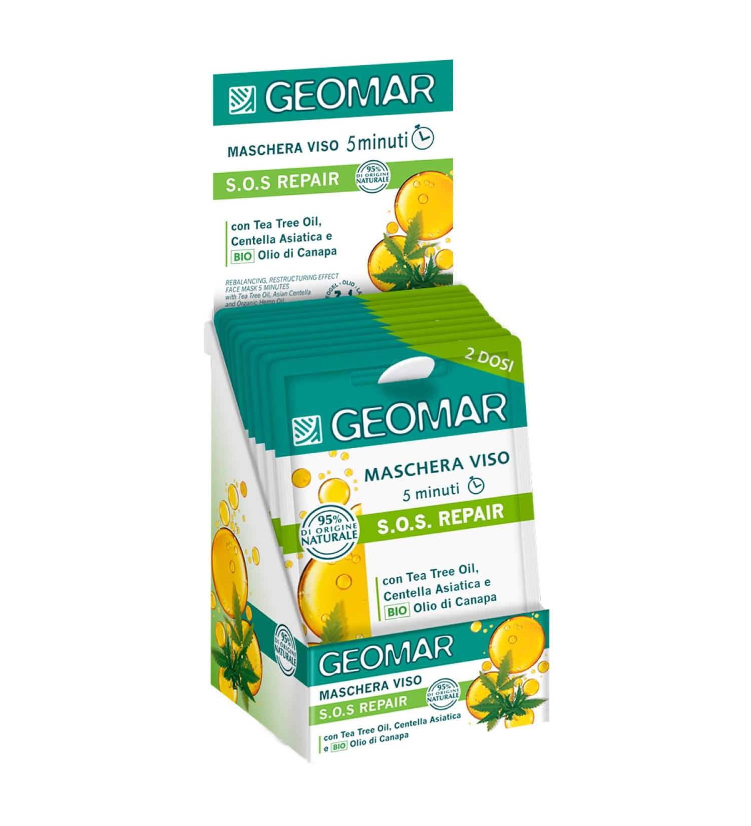  Geomar GEOMAR | SOS Repair facial mask restructuring and rebalancing effect 5 minutes 95% natural origin dermatologically tested 24 packs x 2 (7.5 ml each) - Buy Online on GoSupps.com