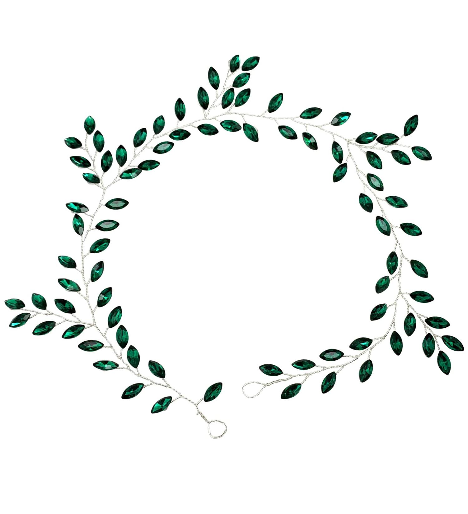 BETITETO Green Rhinestone Bridal Hair Vine Headband - Women's Wedding Hair Piece for Party Photoshoot - Buy Online on GoSupps.com