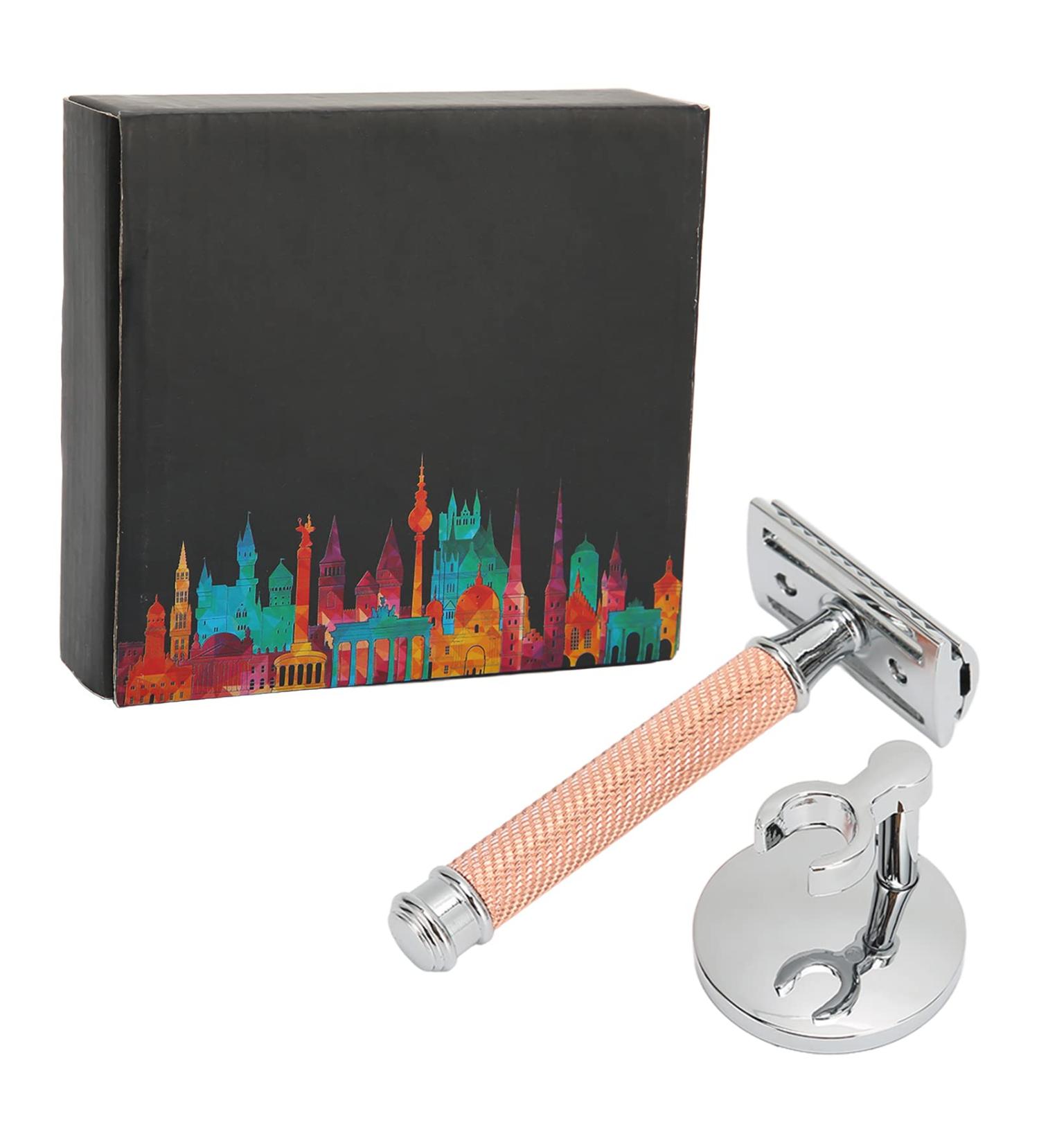 Hapivida Double Edge Safety Razor - Ros gold Women's Razor & Professional Men's Beard Razor | Non-Slip Chrome Handle & Stand | International Shipping Available - Buy Online on GoSupps.com