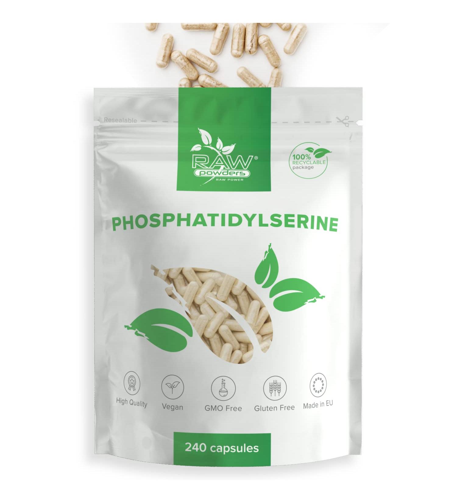 Phosphatidyl Serine 100mg - 240 Vegan Capsules for Brain Health & Memory Support by Raw Powders - Buy Online on GoSupps.com