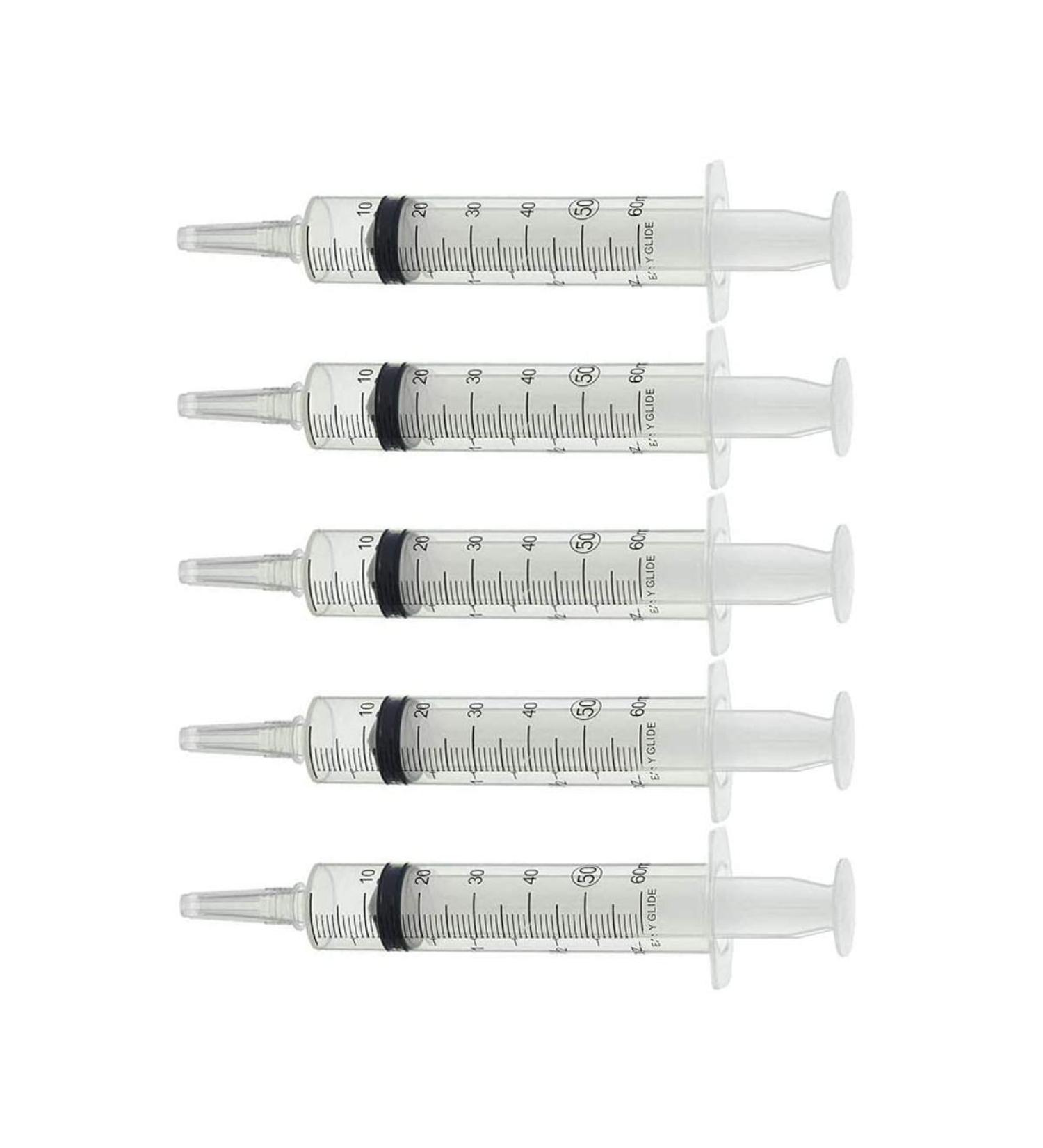 Easy Glide 60ml 60CC Catheter Tip Disposable Syringe with Covers - 5 Sterile Syringes